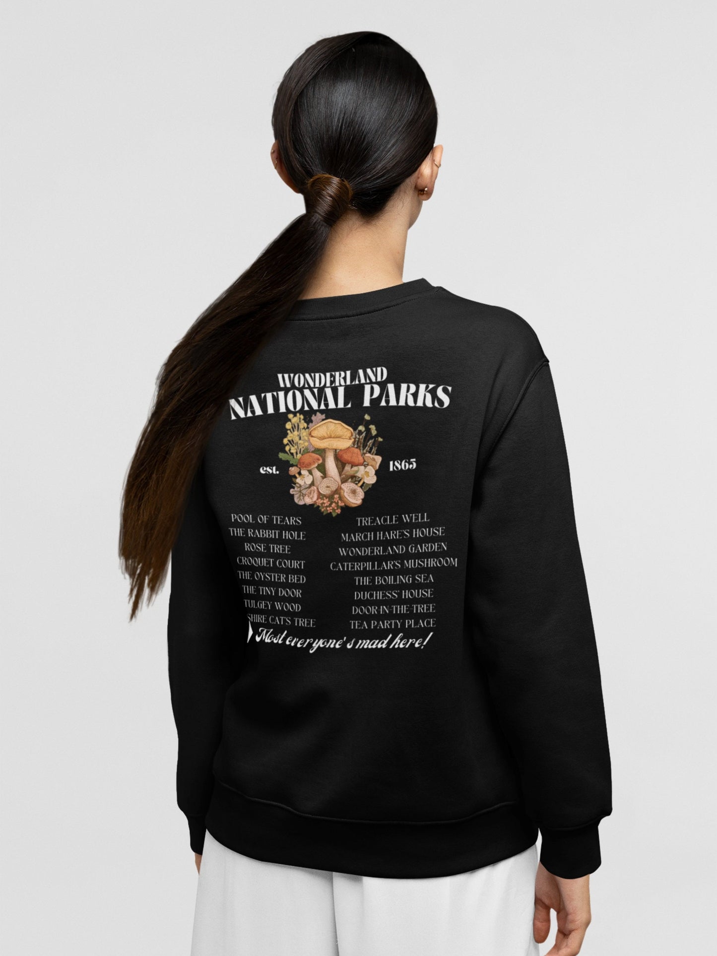 Wonderland Fictional National Park Retro Minimalist Aesthetic Sweatshirt * Granola Girl Book Merch Booktok Alice Looking Glass Mad Hatter