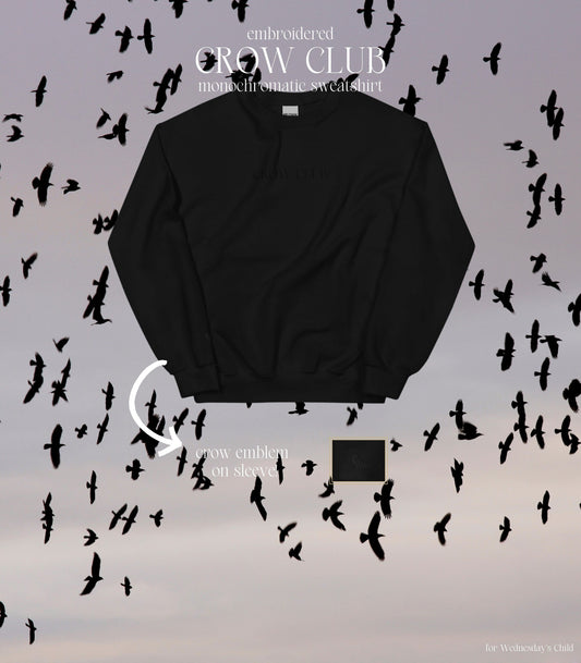 The Crow Club Monochrome Embroidered Bookish Crewneck Sweatshirt * Grishaverse Shadow and Bone Six of Crows Book Fandom Merch