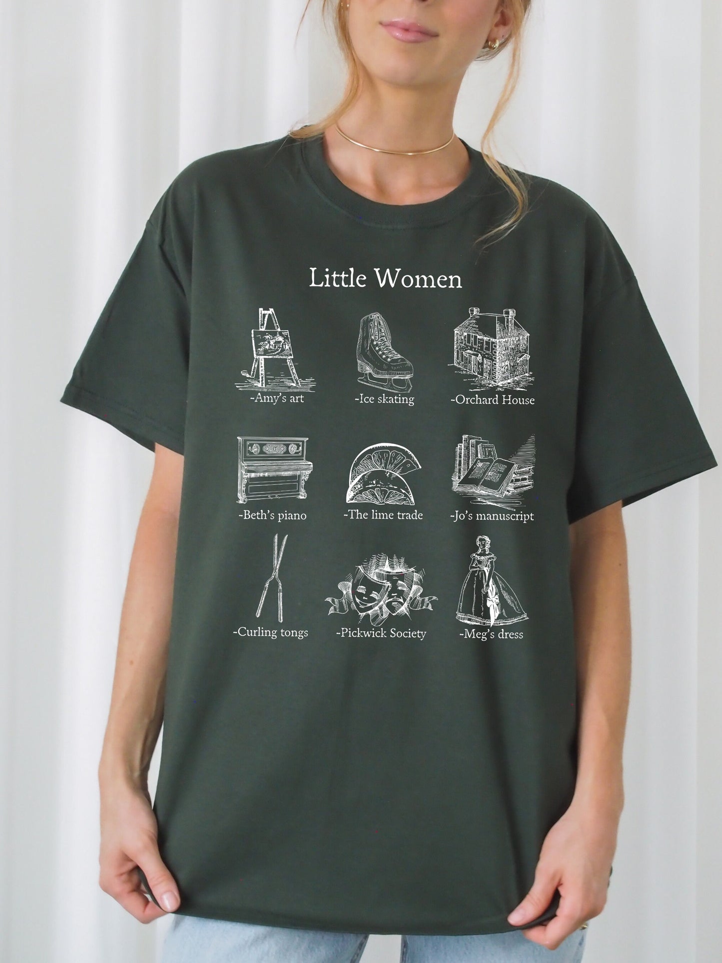 Little Women Icon Chart Tee Shirt Tshirt Cottagecore Jo Meg Beth Amy March Sisters Orchard House Book Fandom Merch Bookish Gift Book Lover