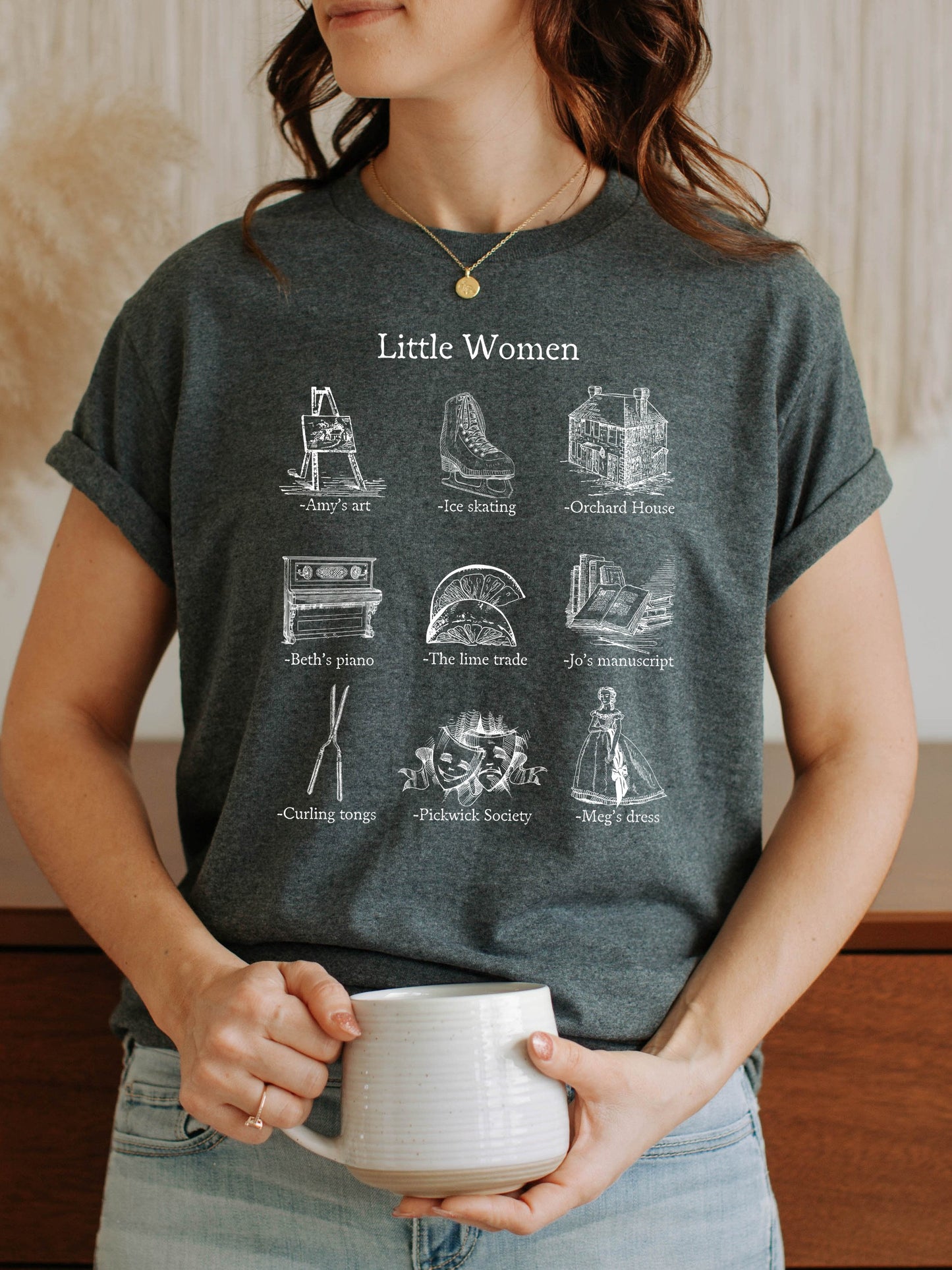 Little Women Icon Chart Tee Shirt Tshirt Cottagecore Jo Meg Beth Amy March Sisters Orchard House Book Fandom Merch Bookish Gift Book Lover