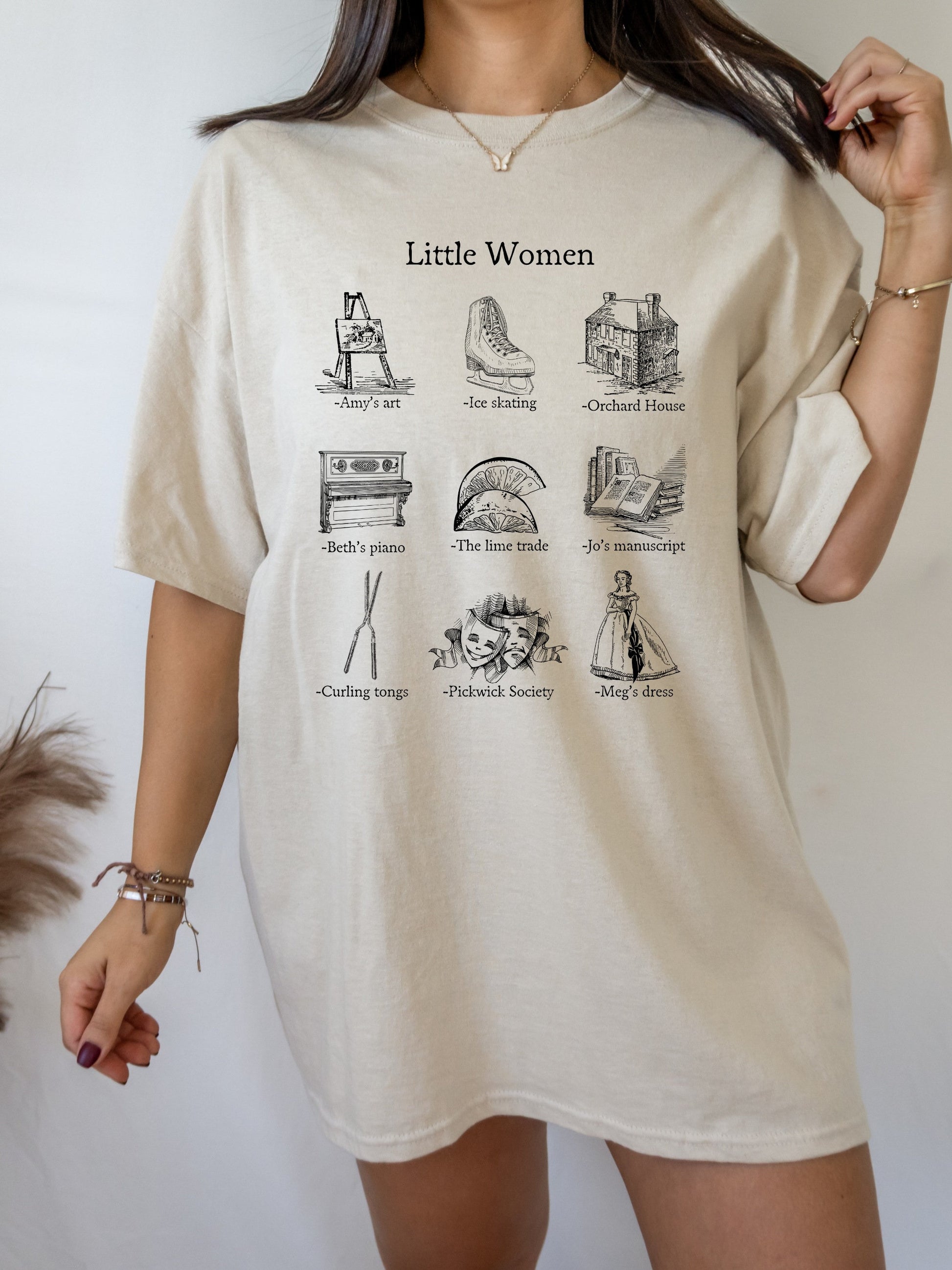 Little Women Icon Chart Tee Shirt Tshirt Cottagecore Jo Meg Beth Amy March Sisters Orchard House Book Fandom Merch Bookish Gift Book Lover