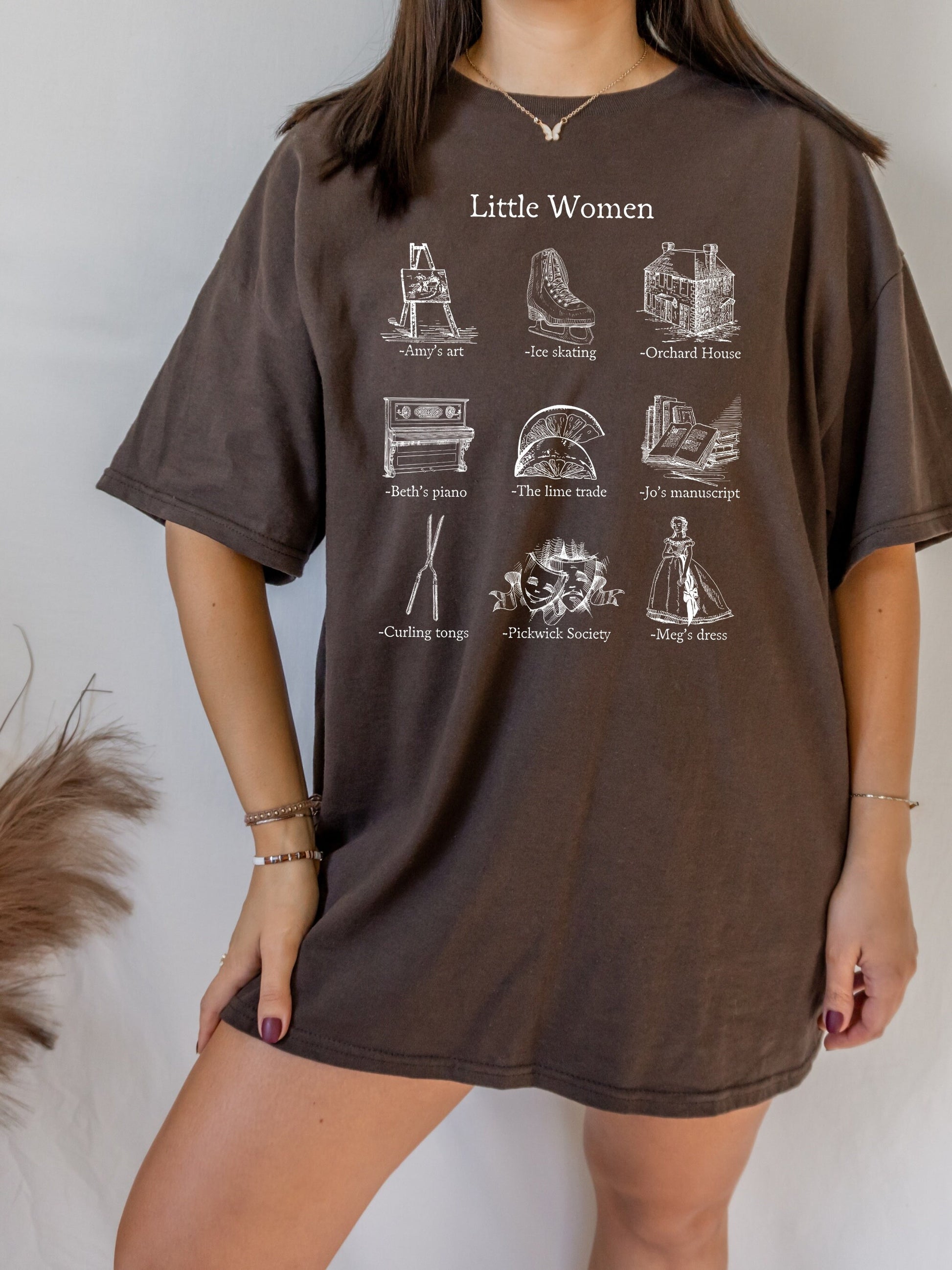 Little Women Icon Chart Tee Shirt Tshirt Cottagecore Jo Meg Beth Amy March Sisters Orchard House Book Fandom Merch Bookish Gift Book Lover