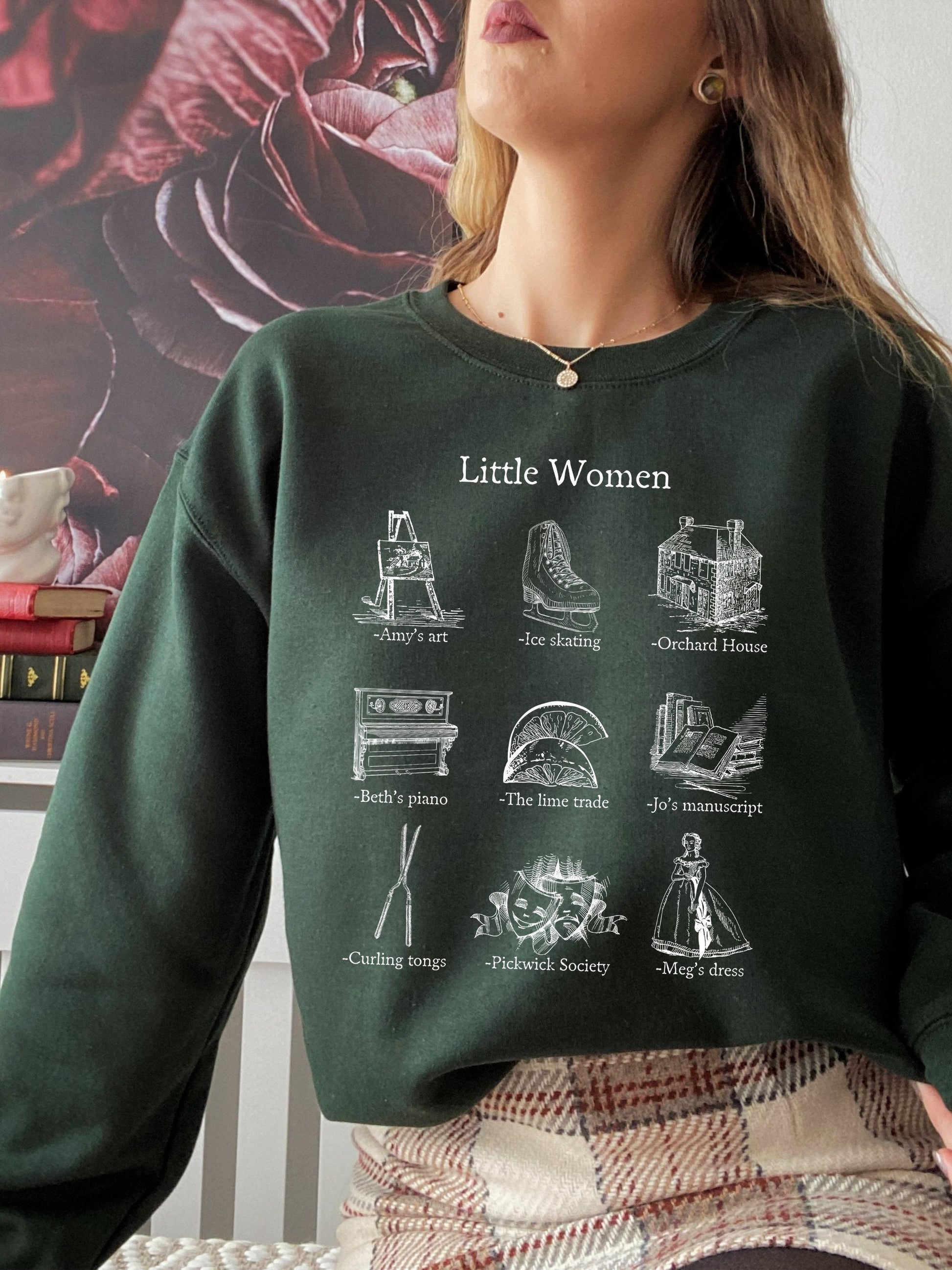 Little Women Icon Chart Sweatshirt Cottagecore Jo Meg Beth Amy March Sisters Orchard House Book Fandom Merch Bookish Gift Book Lover