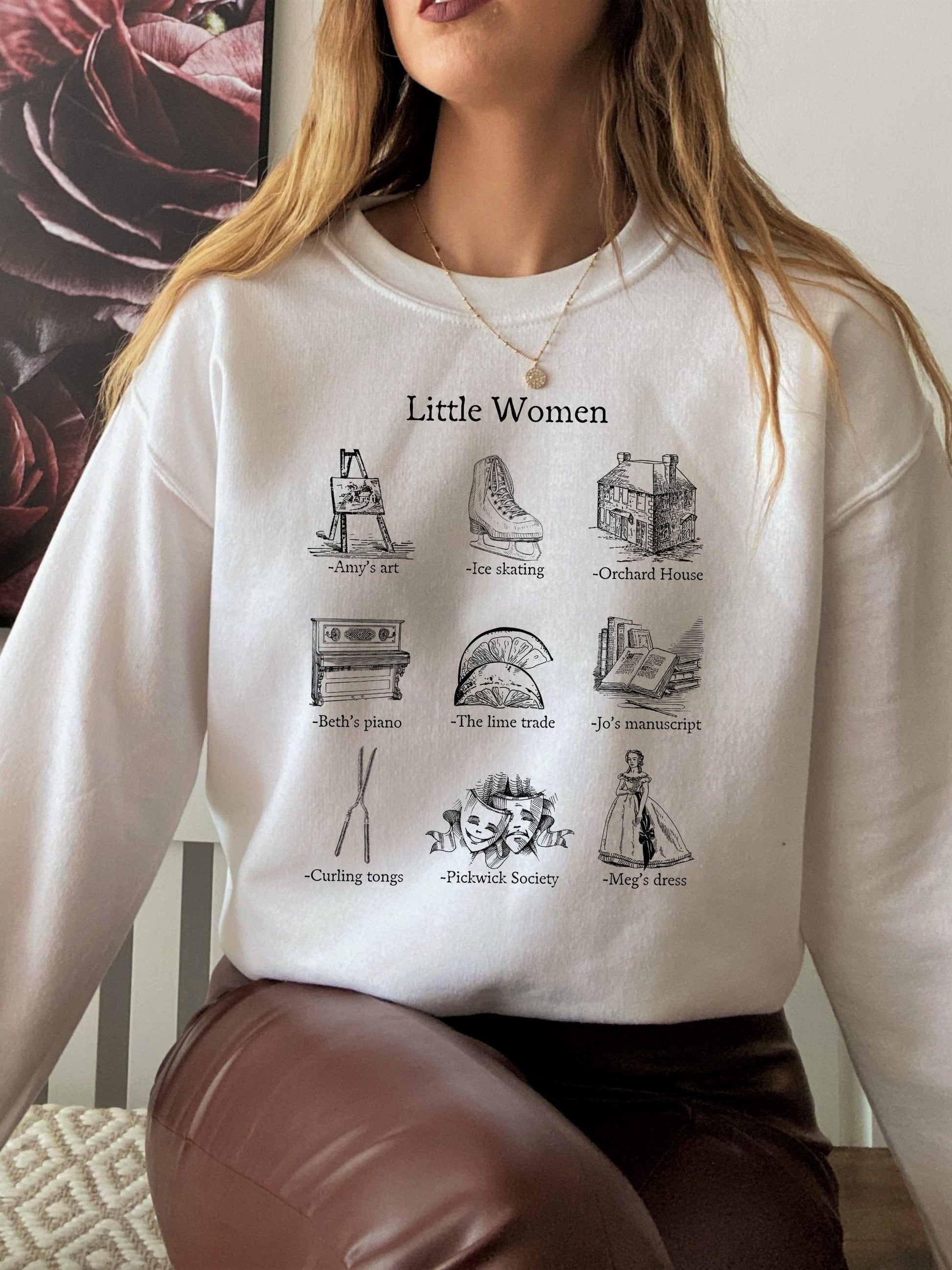 Little Women Icon Chart Sweatshirt Cottagecore Jo Meg Beth Amy March Sisters Orchard House Book Fandom Merch Bookish Gift Book Lover