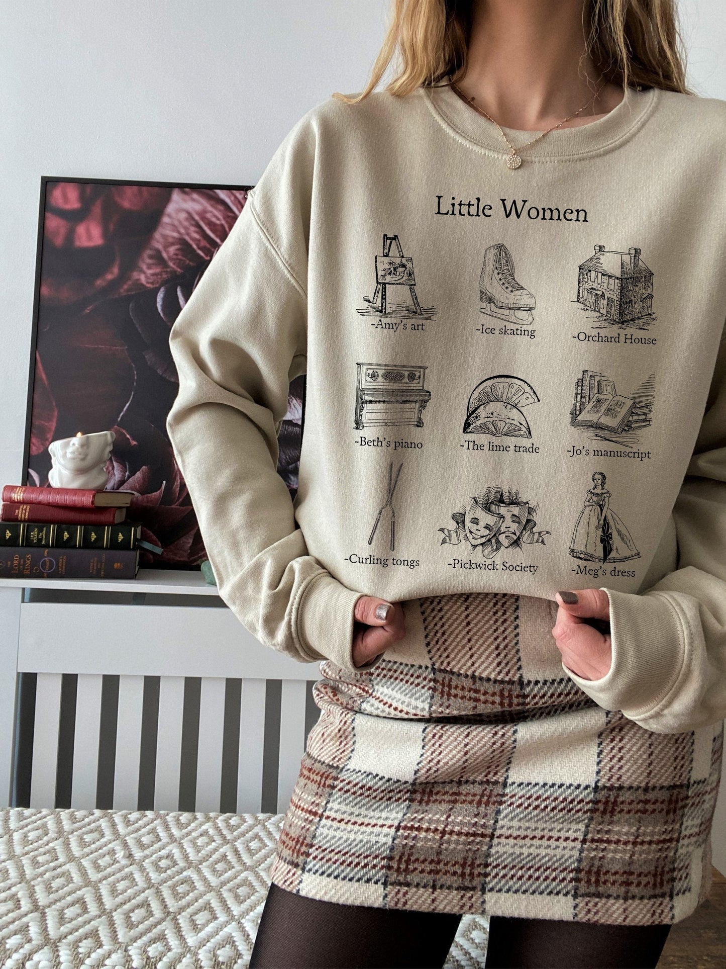 Little Women Icon Chart Sweatshirt Cottagecore Jo Meg Beth Amy March Sisters Orchard House Book Fandom Merch Bookish Gift Book Lover