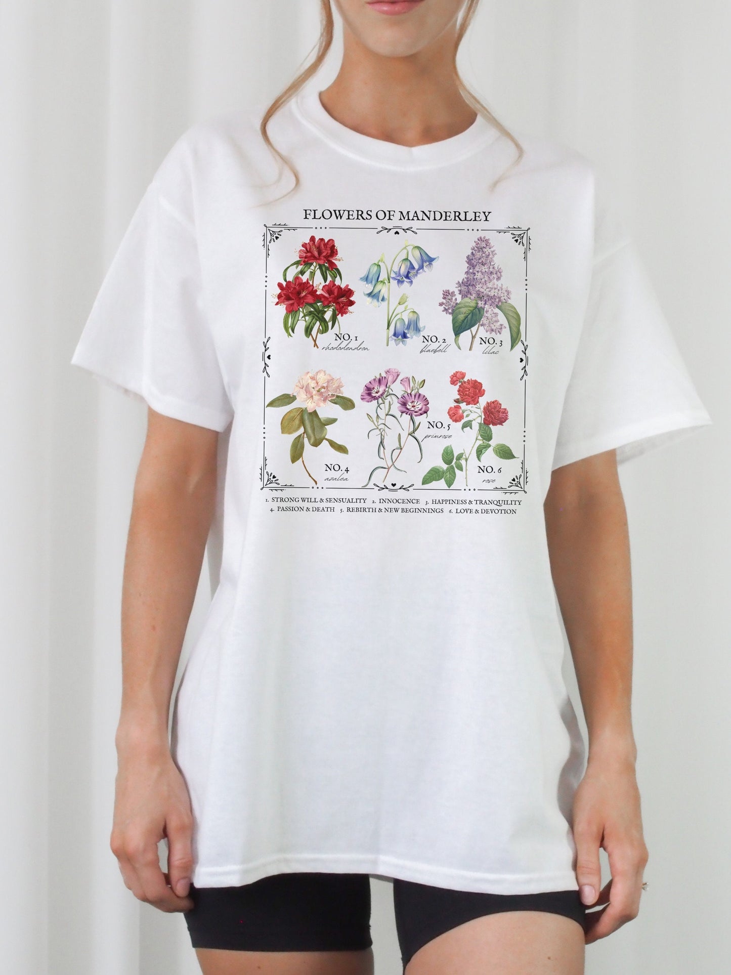 Rebecca Daphne du Maurier Flower Chart Manderley T-shirt