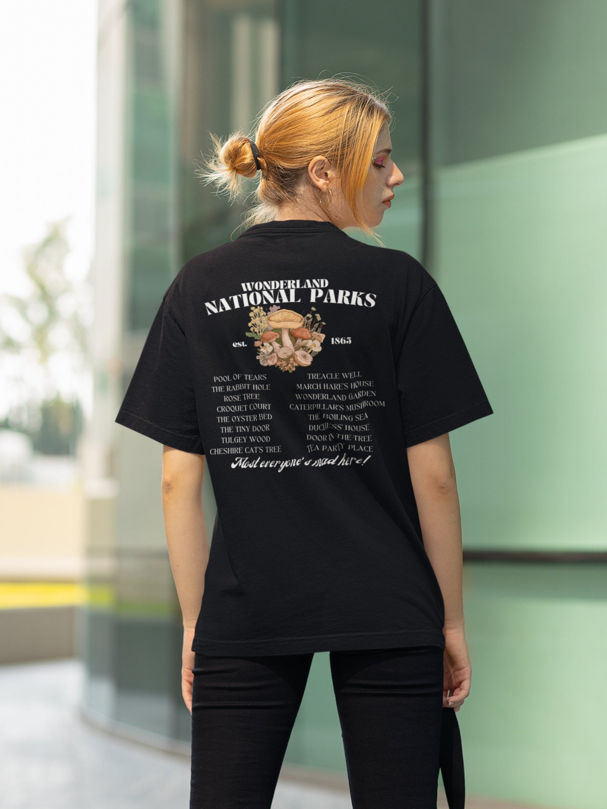 Wonderland Fictional National Park Retro Minimalist Aesthetic Tee Shirt * Mushroom cottagecore Book Merch Booktok Alice Mad Hatter tea party