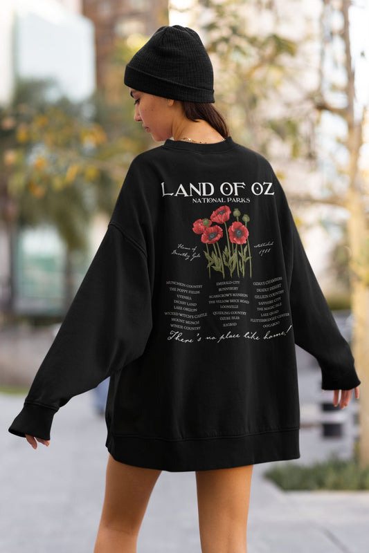 Land of Oz Fictional National Park Retro Tee Sweatshirt * Wizard Dorothy Lion Scarecrow Tin Man Poppy Subtle Aesthetic Bookish Merch Gift