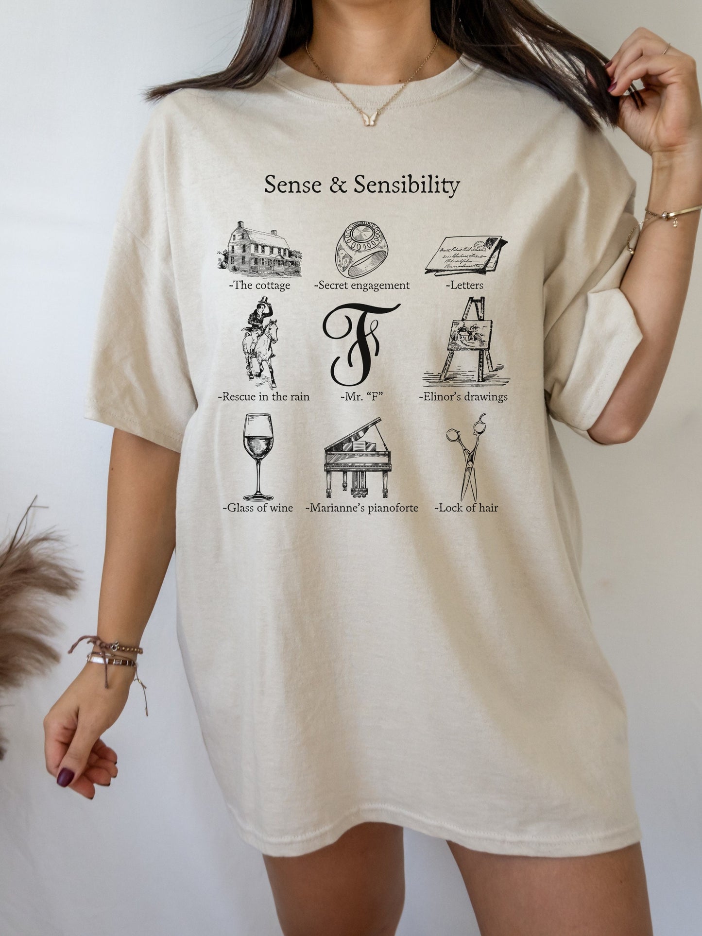 Sense & Sensibility Icon Chart Tee Shirt Tshirt Cottagecore Jane Austen * Book Fandom Merch Bookish Reader Gift Book Lover Pride Prejudice