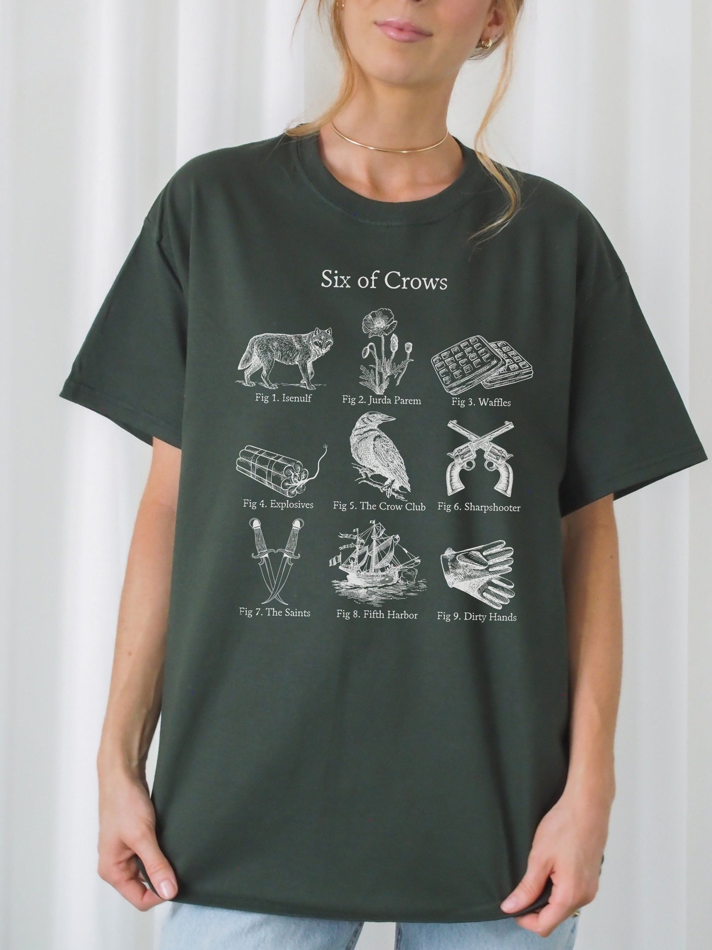 Six of Crows Icons Tee Shirt * Kaz Inej Jesper Wylan Nina Matthias Grishaverse Book Merch * Literature Book Lover Gift * Shadow and Bone