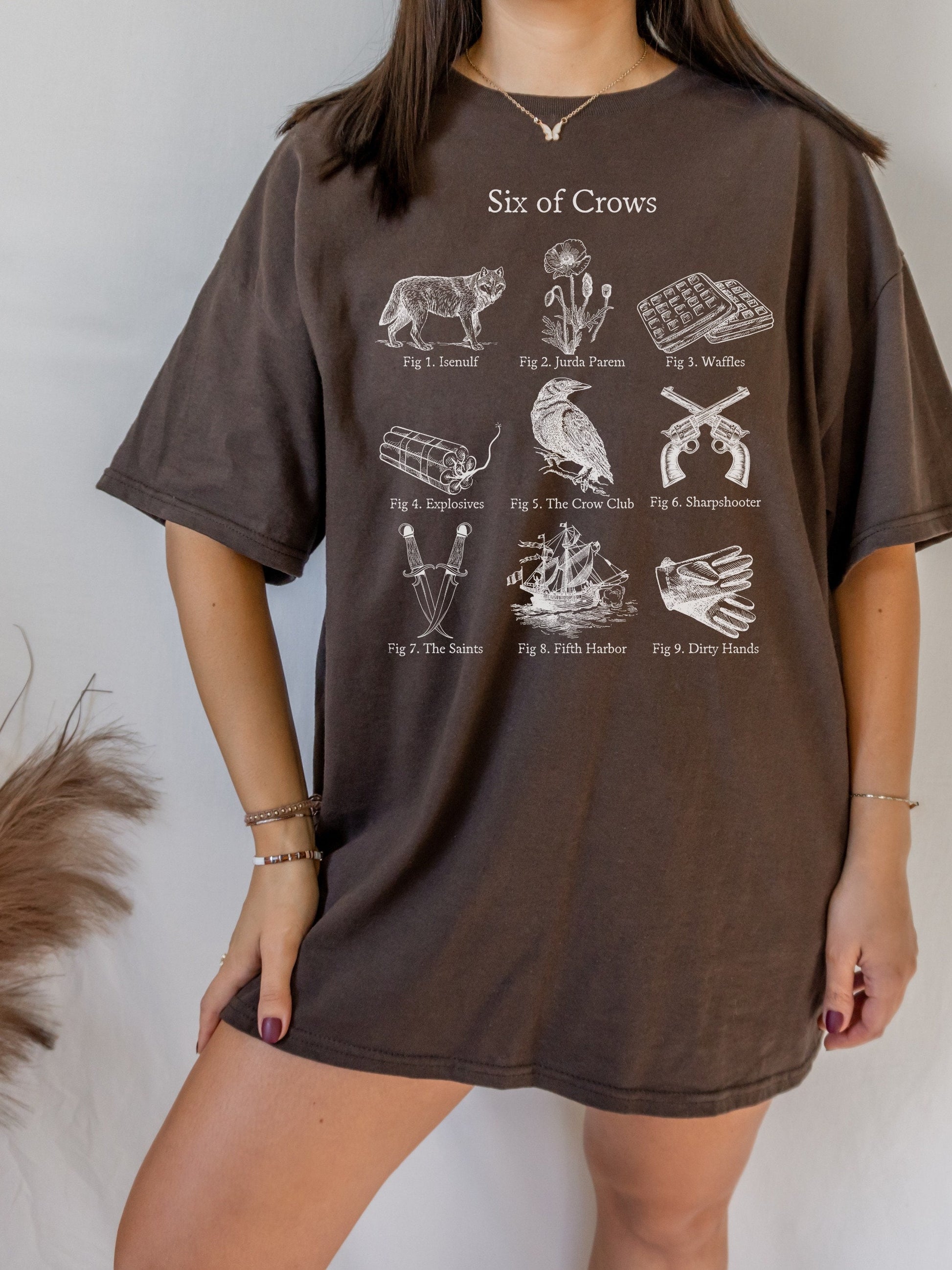 Six of Crows Icons Tee Shirt * Kaz Inej Jesper Wylan Nina Matthias Grishaverse Book Merch * Literature Book Lover Gift * Shadow and Bone