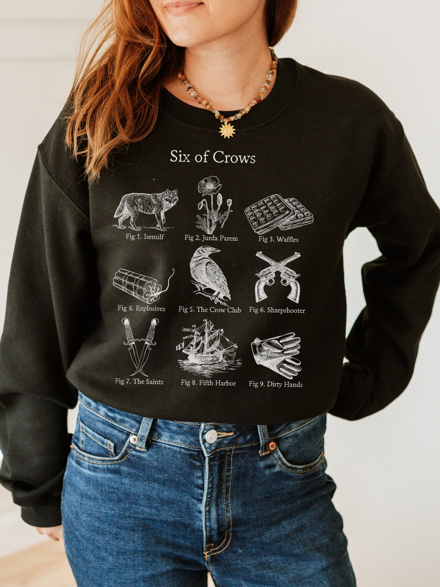 Six of Crows Icons Sweatshirt * Kaz Inej Jesper Wylan Nina Matthias Grishaverse Book Merch * Literature Book Lover Gift * Shadow and Bone