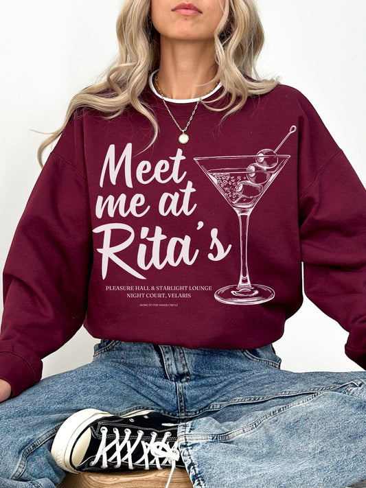 Rita's starlight lounge velaris night court crewneck sweatshirt ACOTAR ACOMAF SJM Merch Book Fandom Reader Bookish Gift Feyre Rhysand Nesta