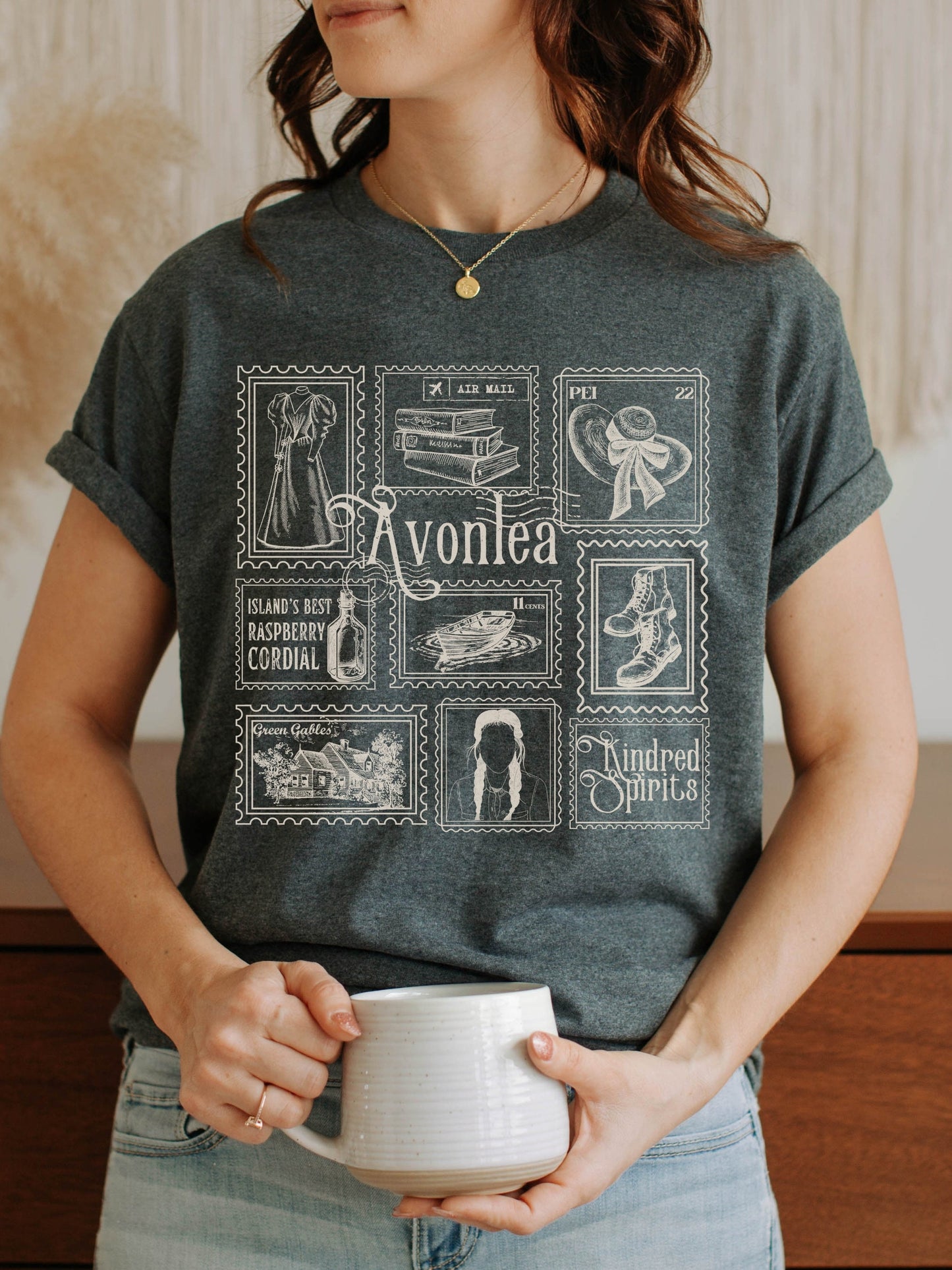 Anne of Green Gables Literary Stamp Collection Tee Tshirt * Cottagecore Anne with an E Greetings from Avonlea Book Fandom Merch Bookish Gift