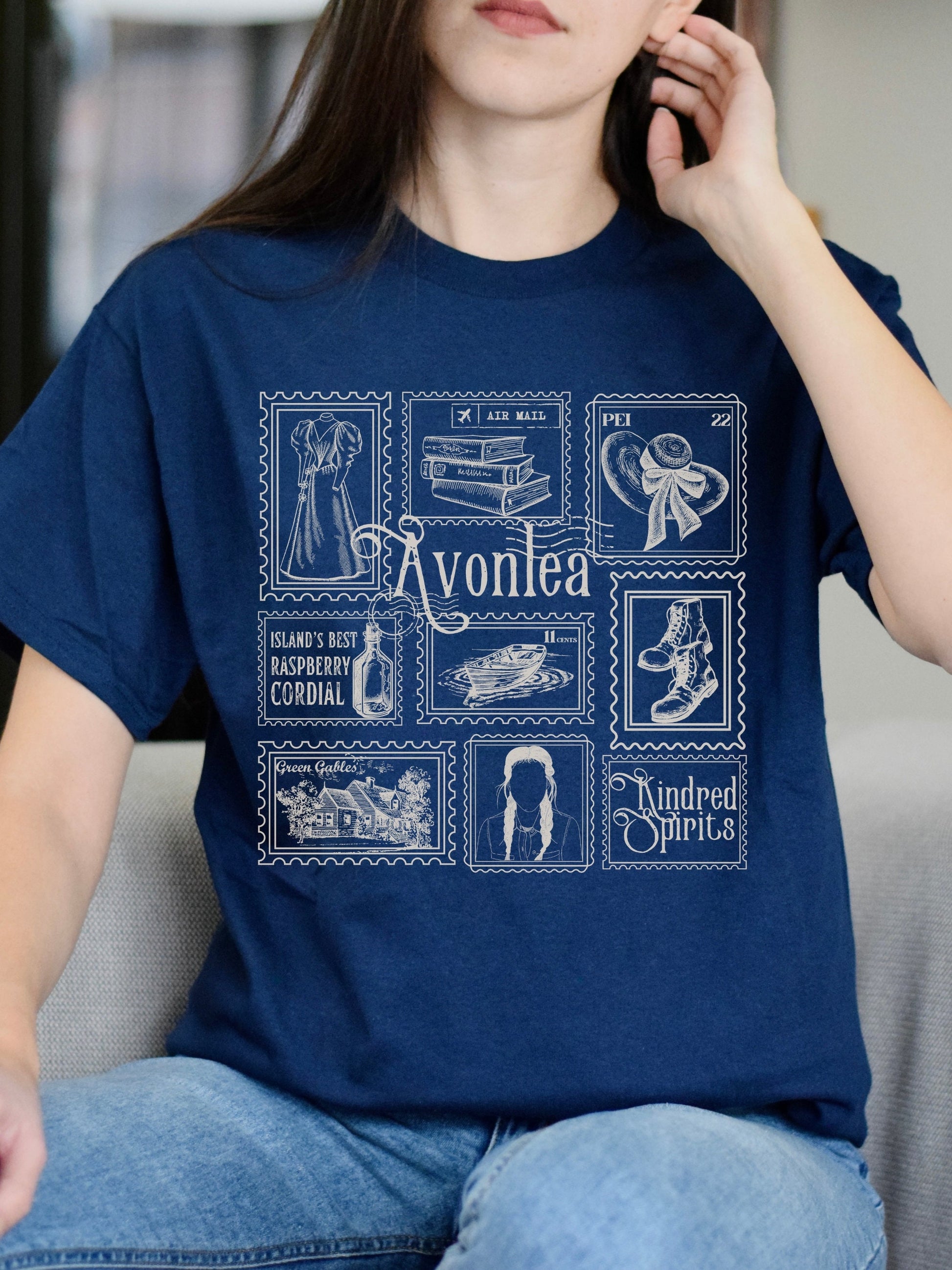 Anne of Green Gables Literary Stamp Collection Tee Tshirt * Cottagecore Anne with an E Greetings from Avonlea Book Fandom Merch Bookish Gift