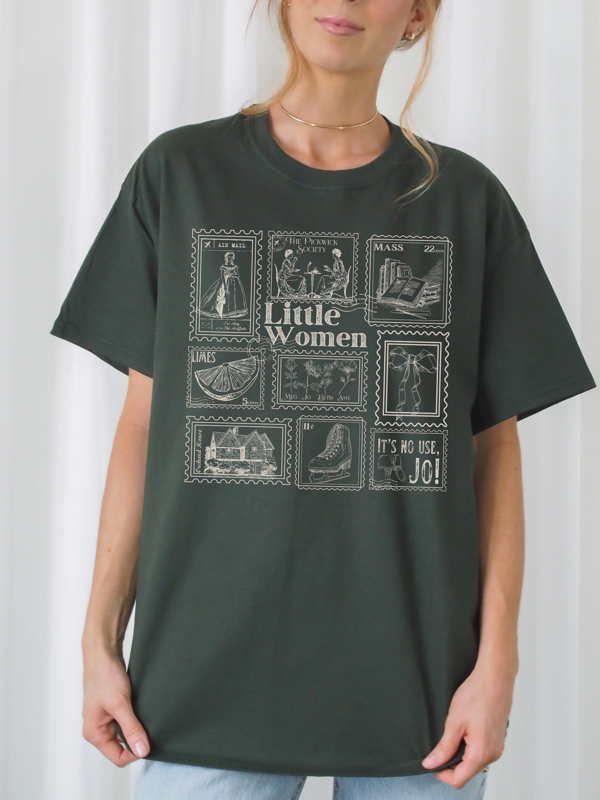 Little Women Literary Stamp Collection Tee Tshirt * Cottagecore March Sisters Meg Jo Beth Amy Greetings from Book Fandom Merch Bookish Gift