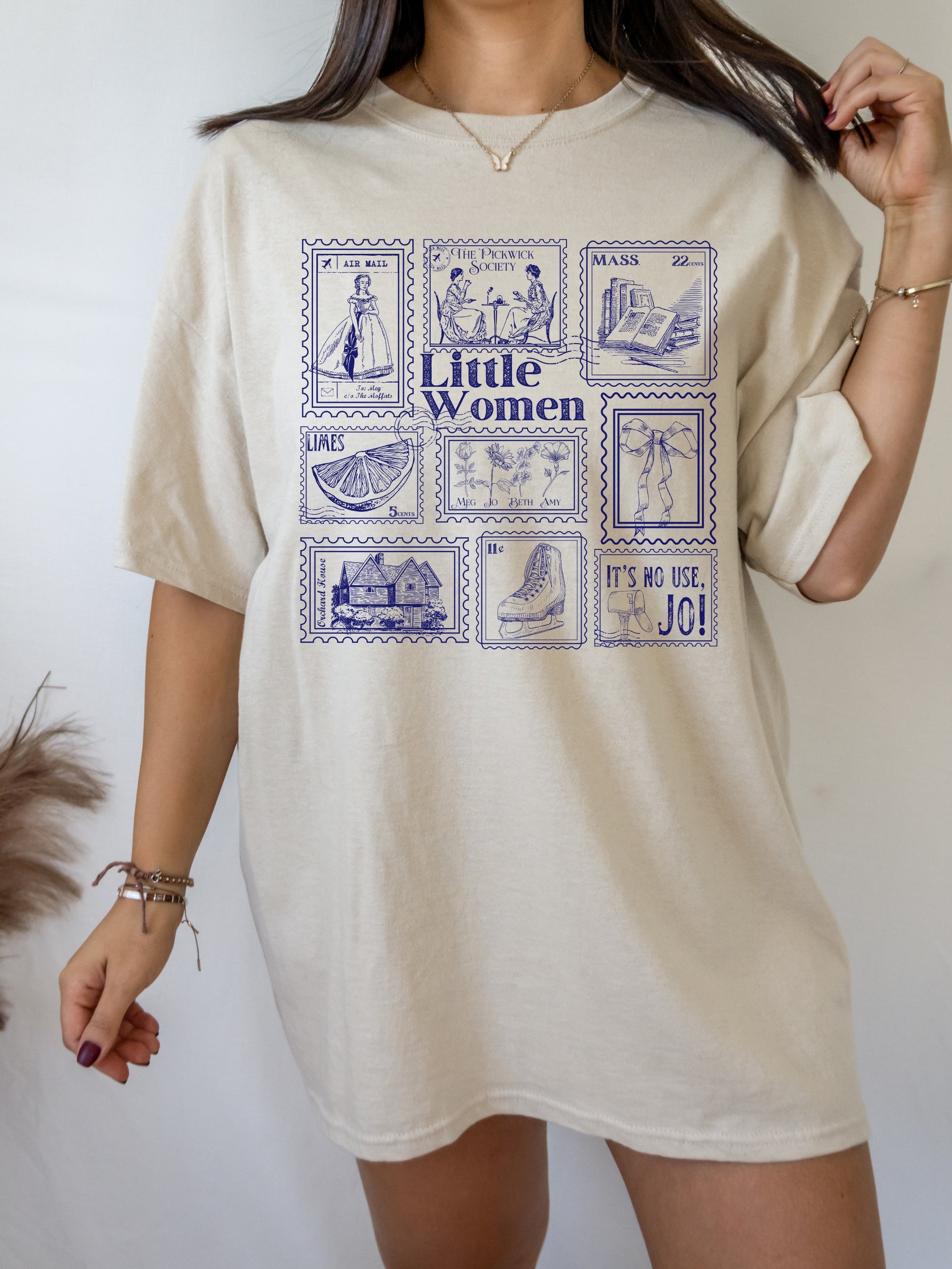 Little Women Literary Stamp Collection Tee Tshirt * Cottagecore March Sisters Meg Jo Beth Amy Greetings from Book Fandom Merch Bookish Gift