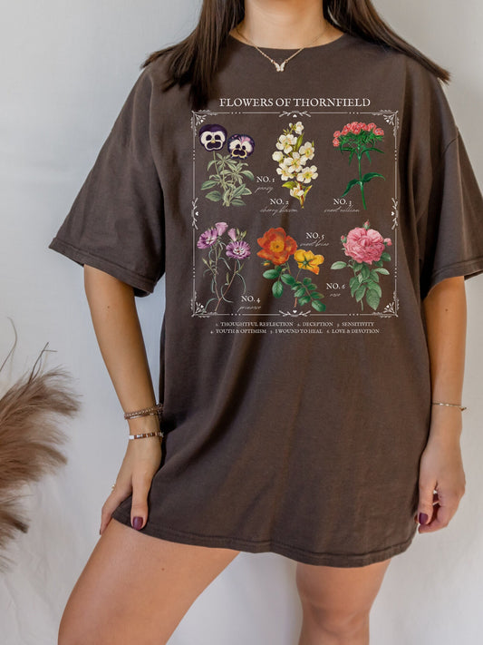 Jane Eyre Literary Flower Chart Herbology Floral Tee Shirt * Bookish Bookworm Gift * Charlotte bronte Poet Literature Shirt * Dark Academia