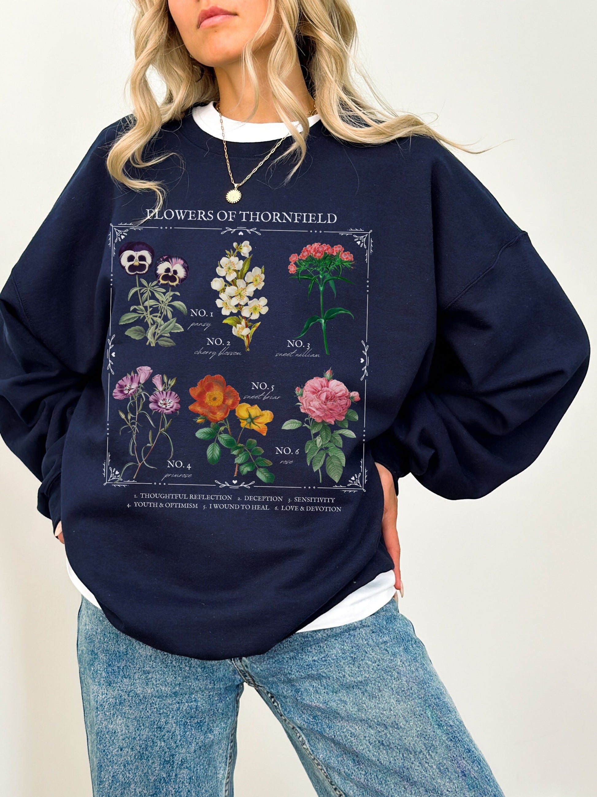 Jane Eyre Flower Chart Herbology Floral Crewneck Sweatshirt * Bookish Bookworm Gift * Charlotte bronte Poet Literature Shirt * Dark Academia