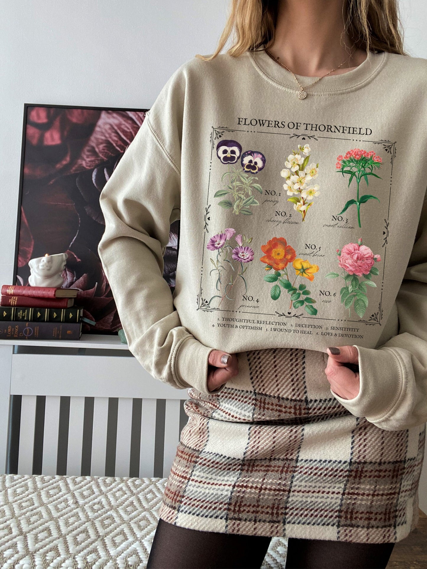 Jane Eyre Flower Chart Herbology Floral Crewneck Sweatshirt * Bookish Bookworm Gift * Charlotte bronte Poet Literature Shirt * Dark Academia