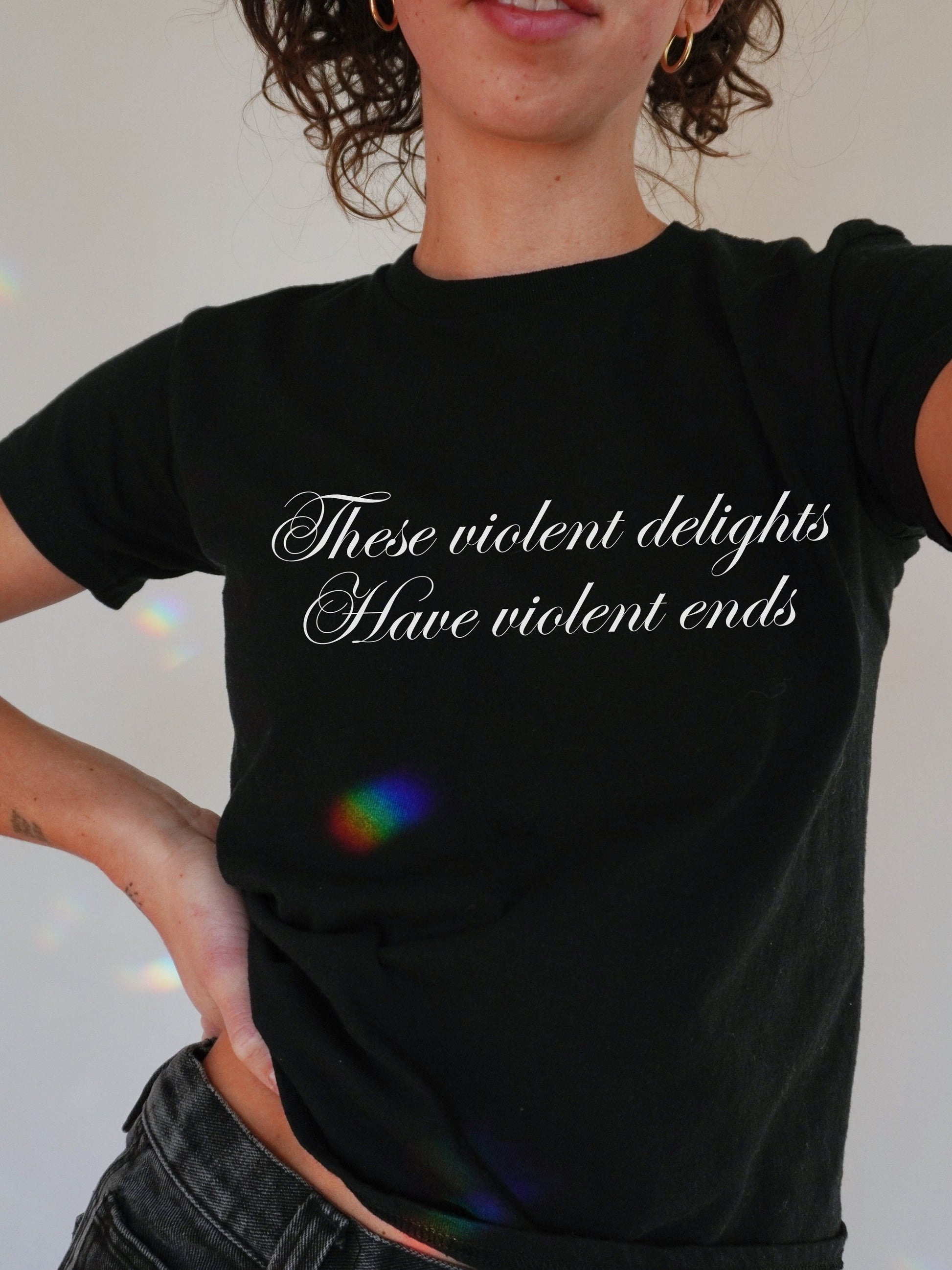 These violent delights have violent ends Shakespeare quote Romeo and Juliet coquette aesthetic literature bookish gift y2k cotton baby tee