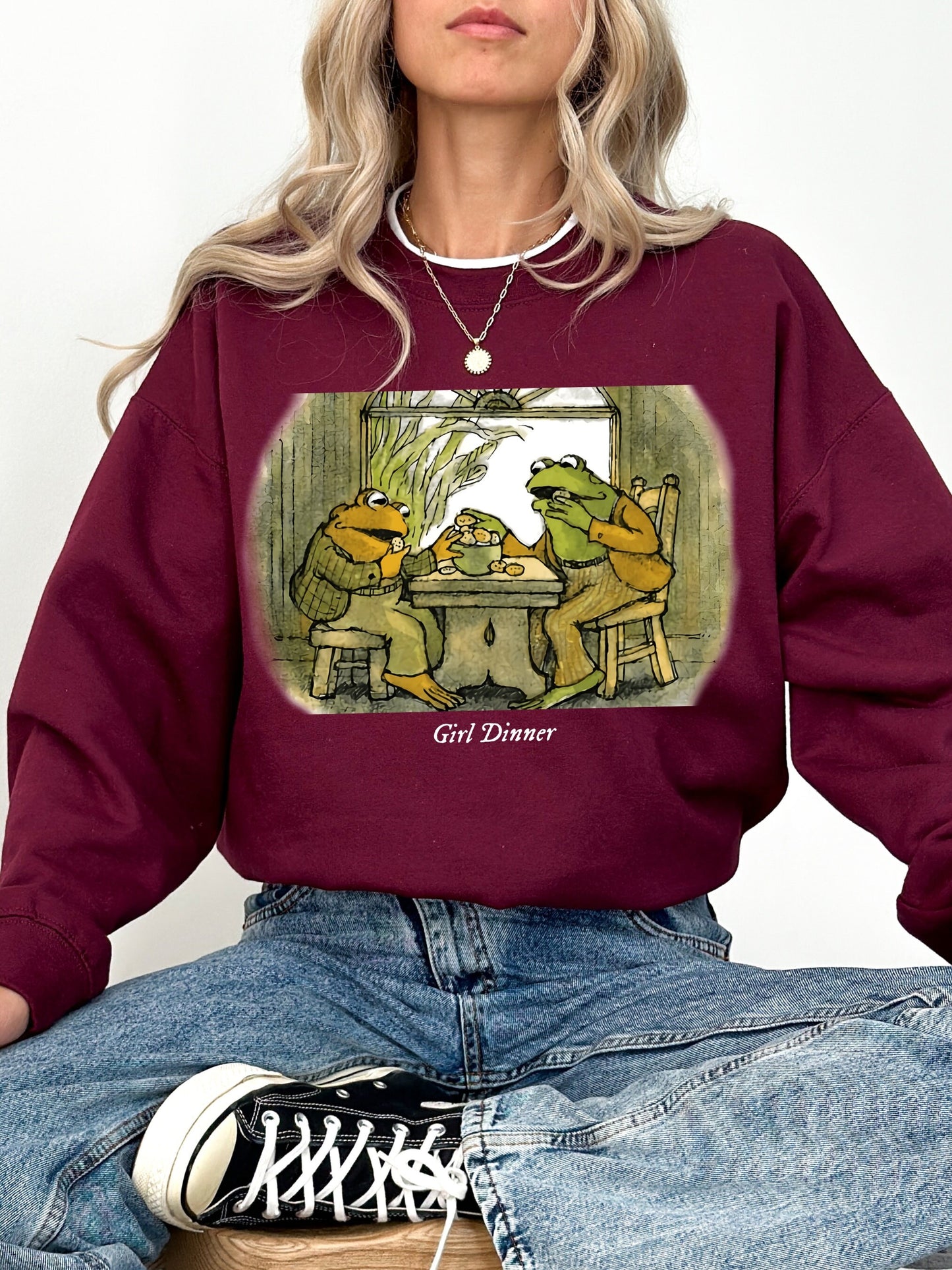 Vintage Frog And Toad Are Friends Girl Dinner Sweatshirt * Classic Book Cover Shirt * The Lovers Sat and did Nothing * We must stop eating