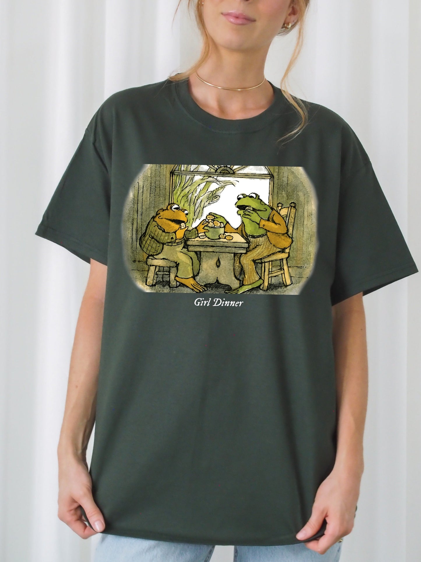 Vintage Frog And Toad Are Friends Girl Dinner Tshirt tee shirt * Classic Book Cover * The Lovers Sat and did Nothing We must stop eating