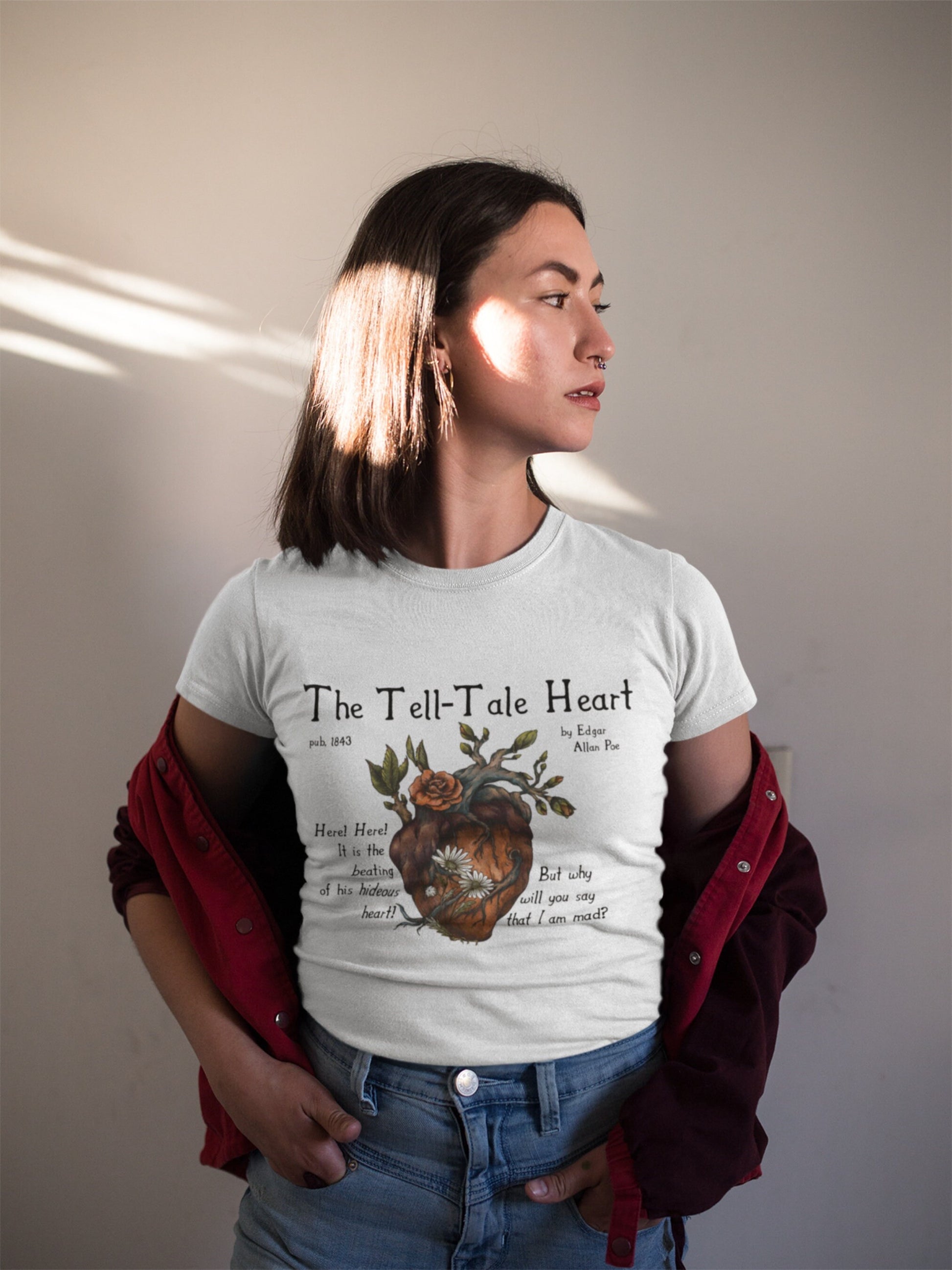 Edgar Allan Poe The Tell-Tale Heart Quote Tee * Dark Academia Goth Witchy Goblincore Shirt * Poet Bookish Gift Ideas * Raven Grunge Tshirt