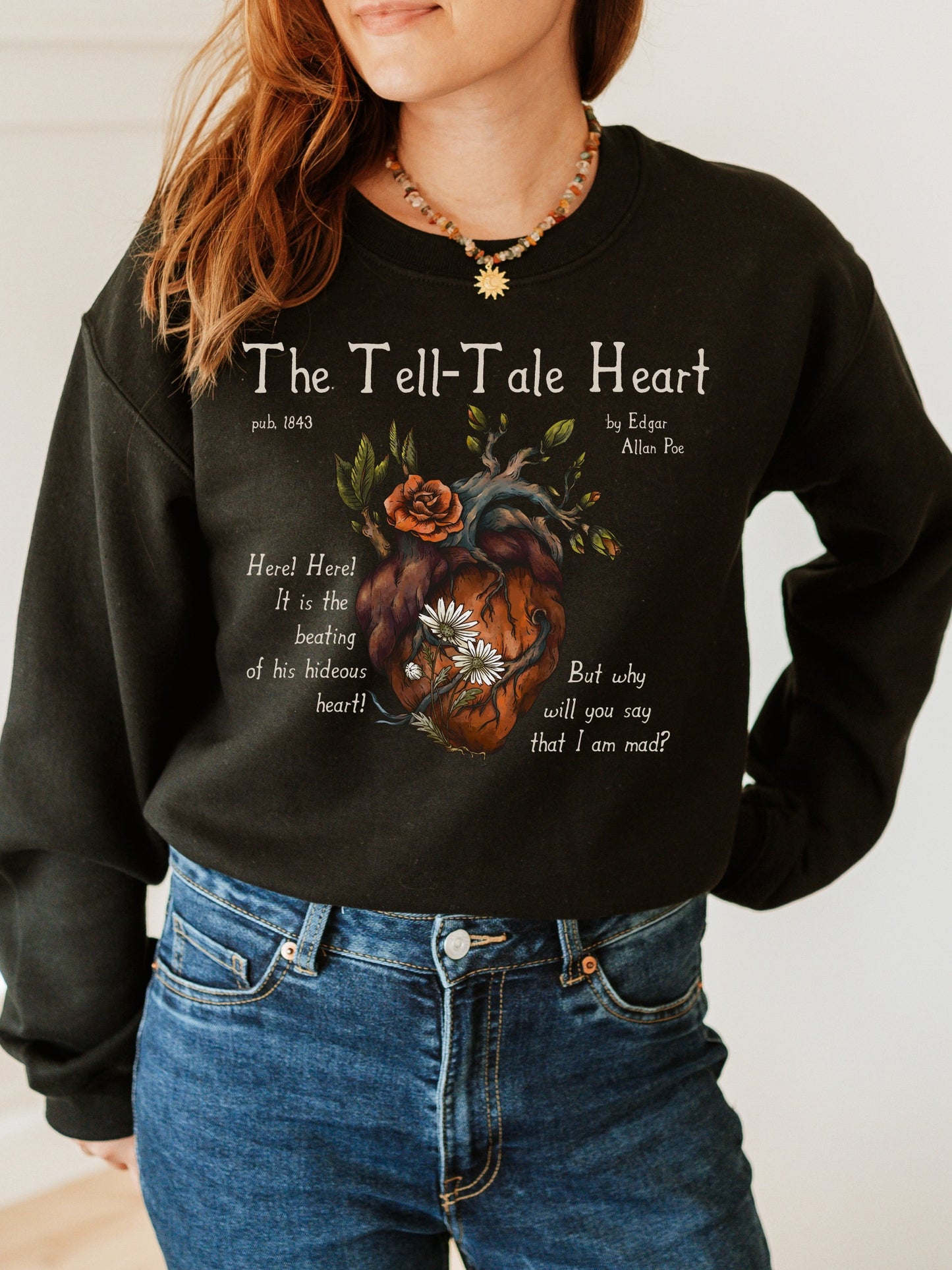 Edgar Allan Poe The Tell-Tale Heart Quote Tee * Dark Academia Goth Witchy Goblincore Shirt * Poet Bookish Gift Ideas * Raven Grunge Tshirt