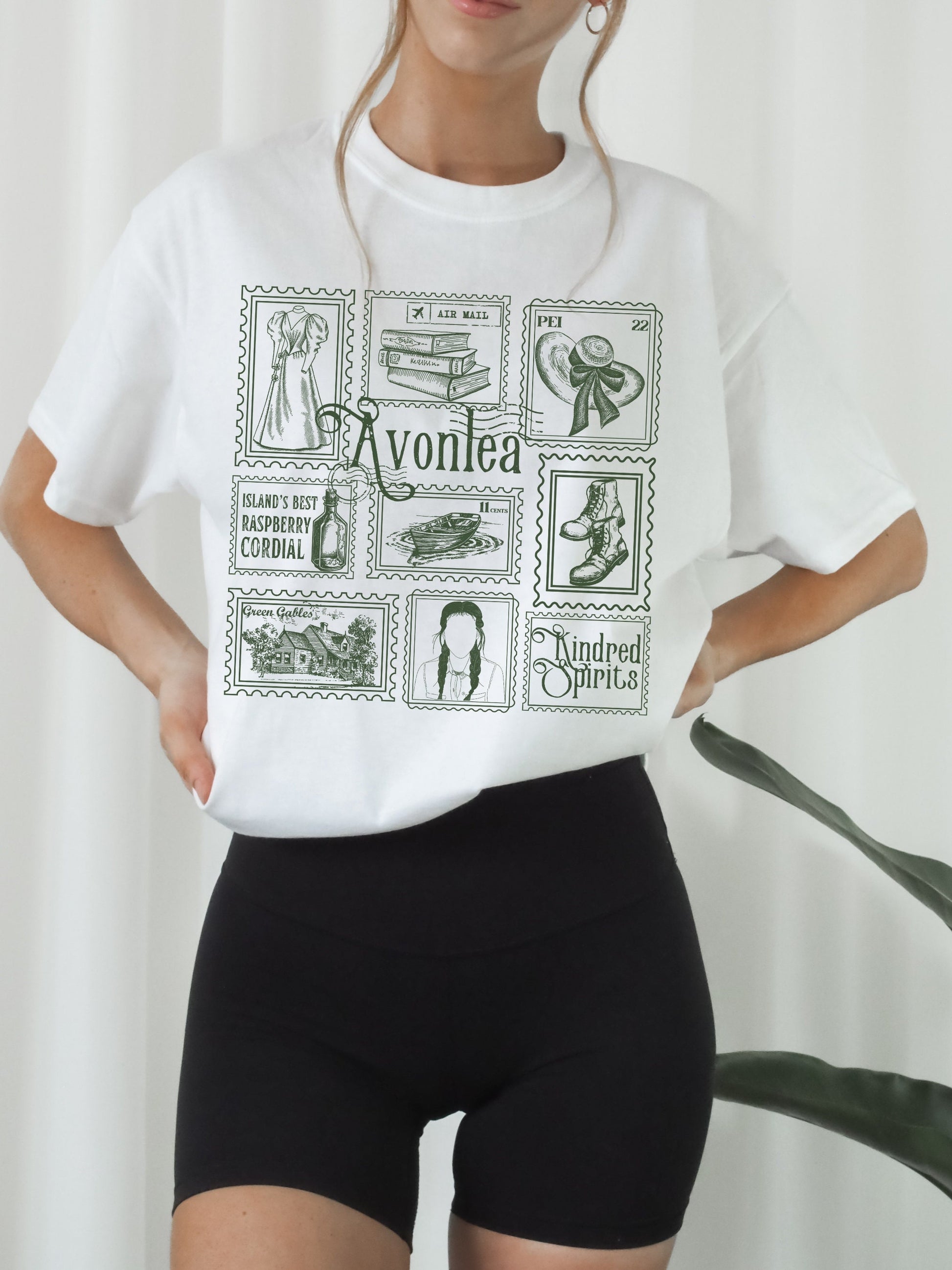 Anne of Green Gables Literary Stamp Collection Tee Tshirt * Cottagecore Anne with an E Greetings from Avonlea Book Fandom Merch Bookish Gift