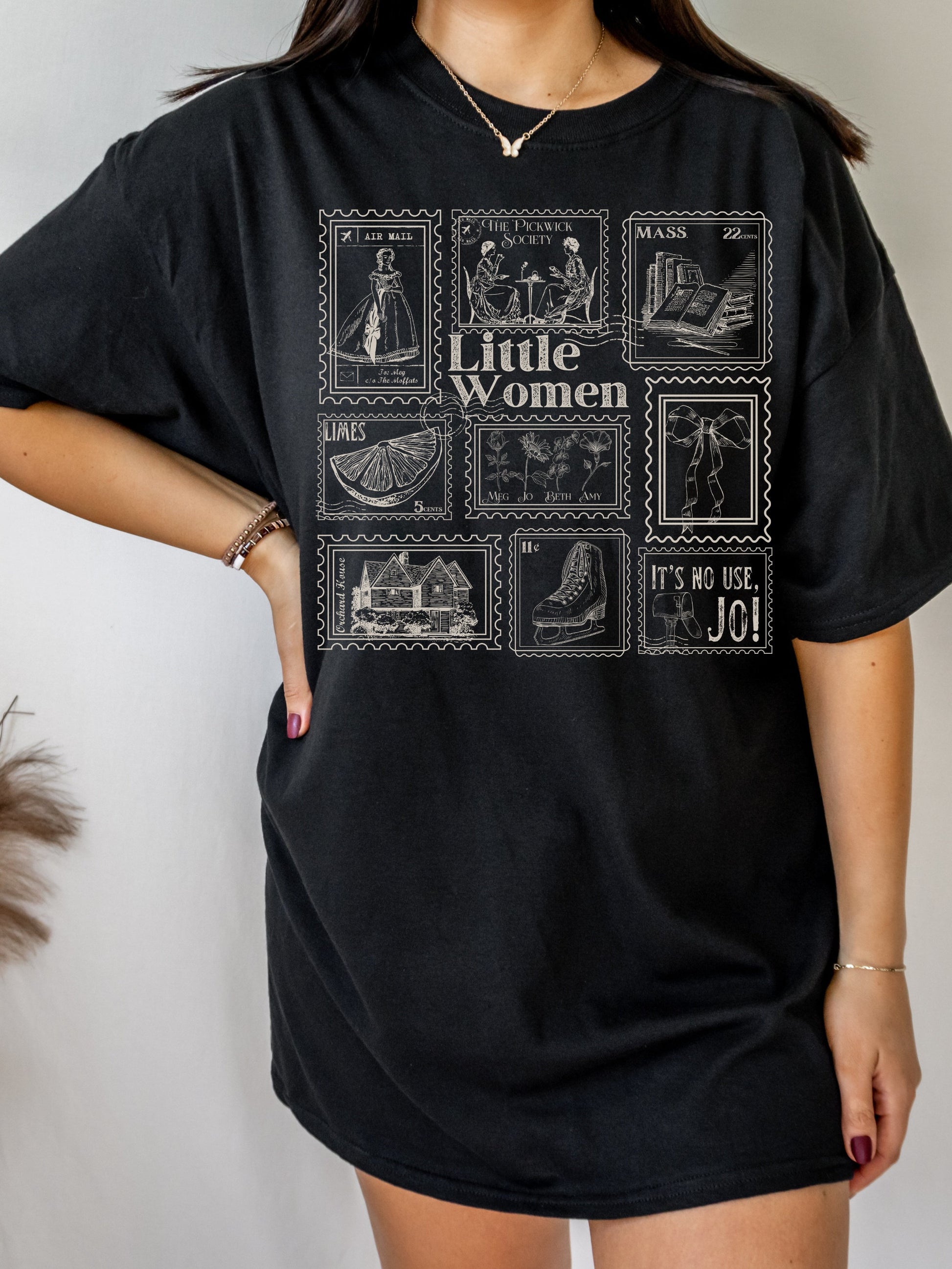 Little Women Literary Stamp Collection Tee Tshirt * Cottagecore March Sisters Meg Jo Beth Amy Greetings from Book Fandom Merch Bookish Gift