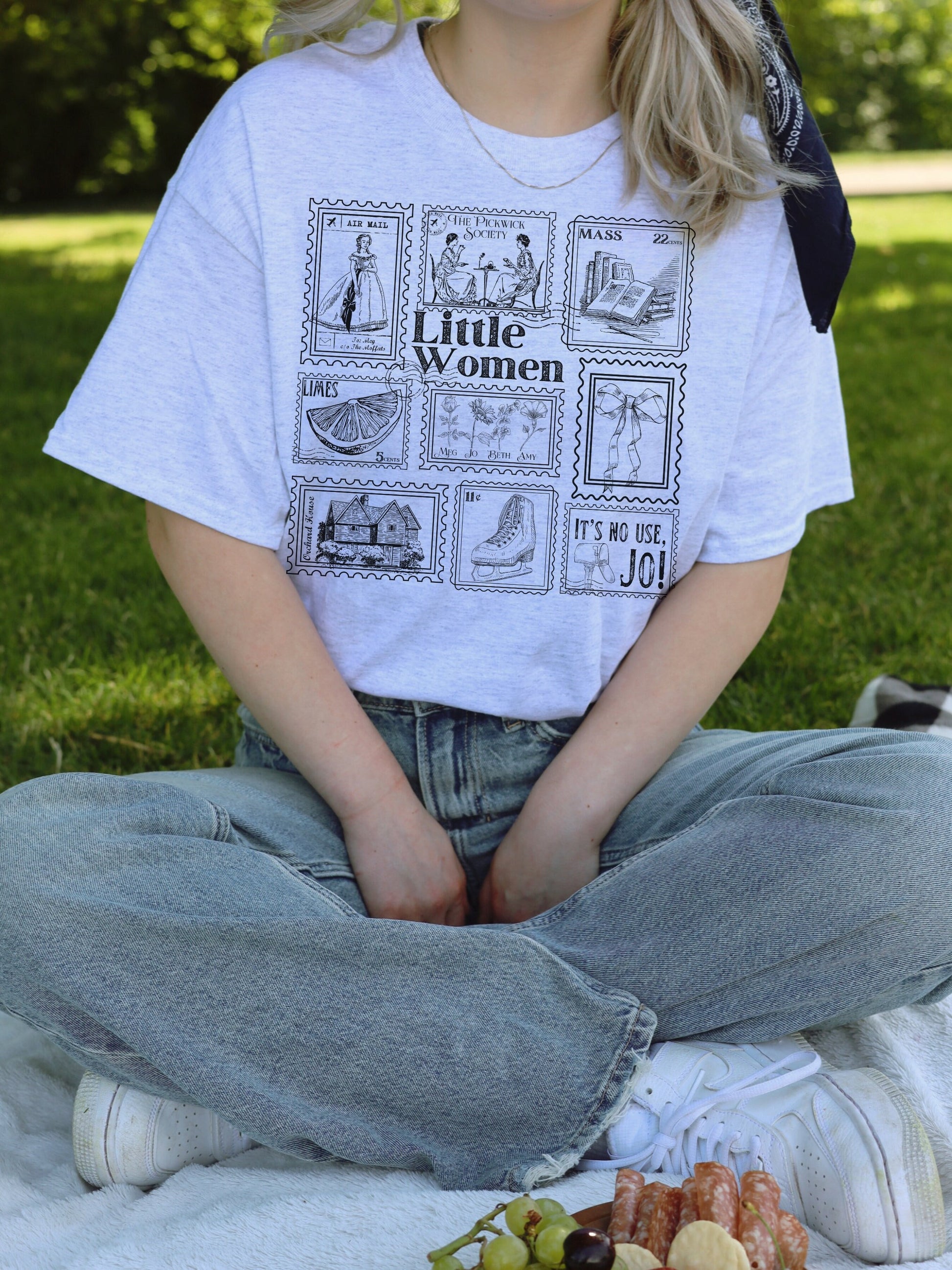 Little Women Literary Stamp Collection Tee Tshirt * Cottagecore March Sisters Meg Jo Beth Amy Greetings from Book Fandom Merch Bookish Gift