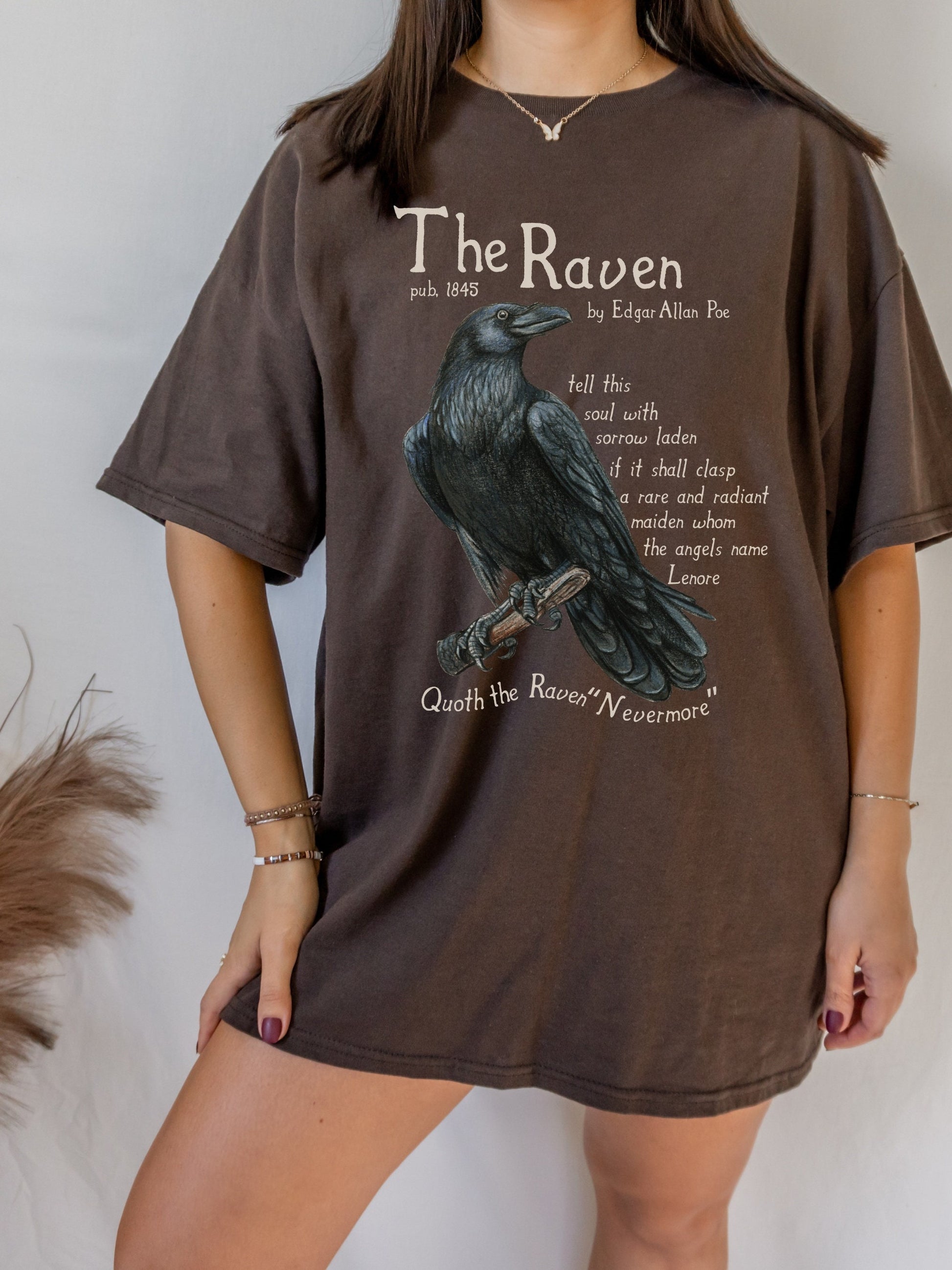 Edgar Allan Poe The Raven Poem Quote Tee * Midnight Dreary Lenore * Dark Academia Goth Witchy Goblincore Shirt Bookish Gift Grunge Tshirt