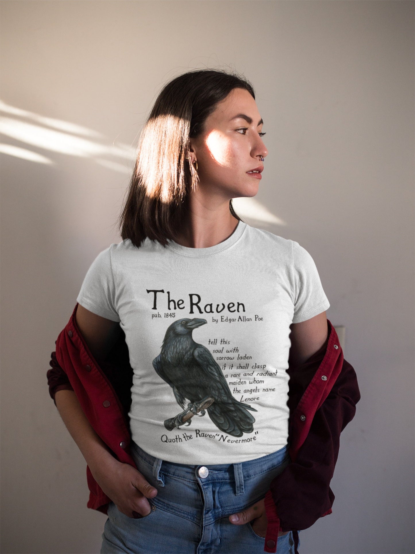 Edgar Allan Poe The Raven Poem Quote Tee * Midnight Dreary Lenore * Dark Academia Goth Witchy Goblincore Shirt Bookish Gift Grunge Tshirt