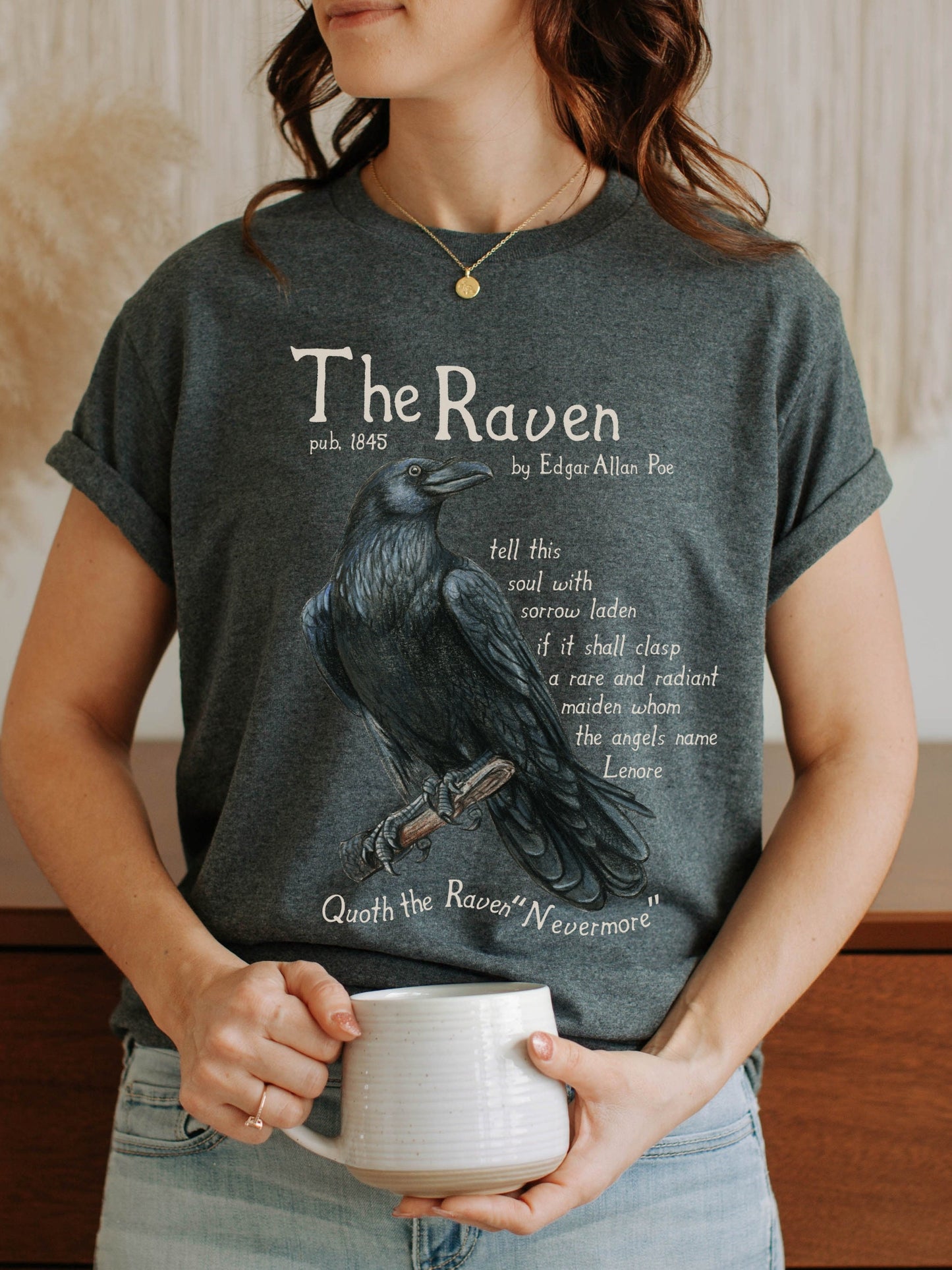 Edgar Allan Poe The Raven Poem Quote Tee * Midnight Dreary Lenore * Dark Academia Goth Witchy Goblincore Shirt Bookish Gift Grunge Tshirt