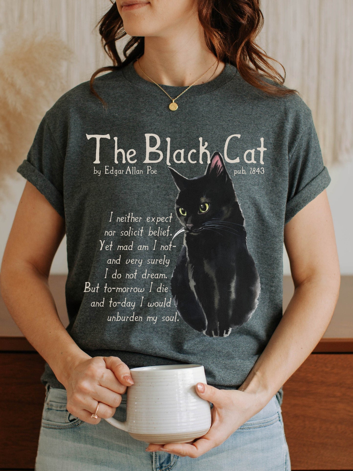 Edgar Allan Poe The Black Cat Quote Tee * The Raven Lenore Tell tale Heart * Dark Academia Goth Witchy Goblincore Shirt Bookish Gift Grunge