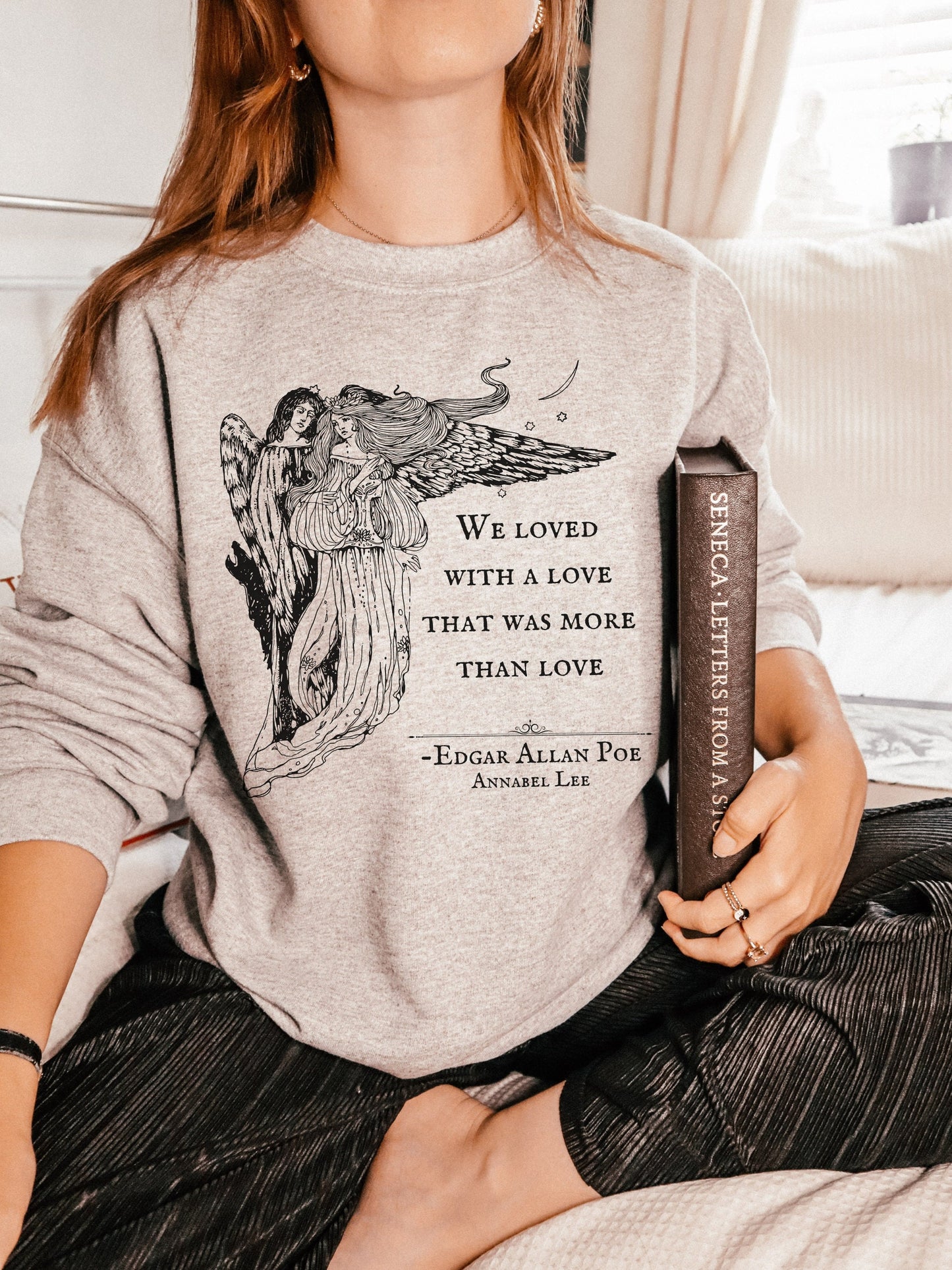 Edgar Allan Poe Annabel Lee Poem Quote Sweatshirt * The Raven Lenore * Dark Academia Goth Witchy Goblincore Angel Shirt Bookish Gift Grunge