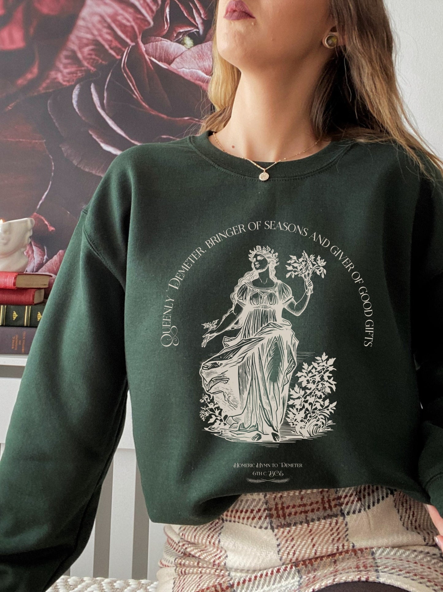 Demeter Autumn Harvest Goddess Poet Sweatshirt * Homer Illiad Greek Mythology * Dark Academia Aesthetic Witchy Wiccan Artsy Goth Aesthetic