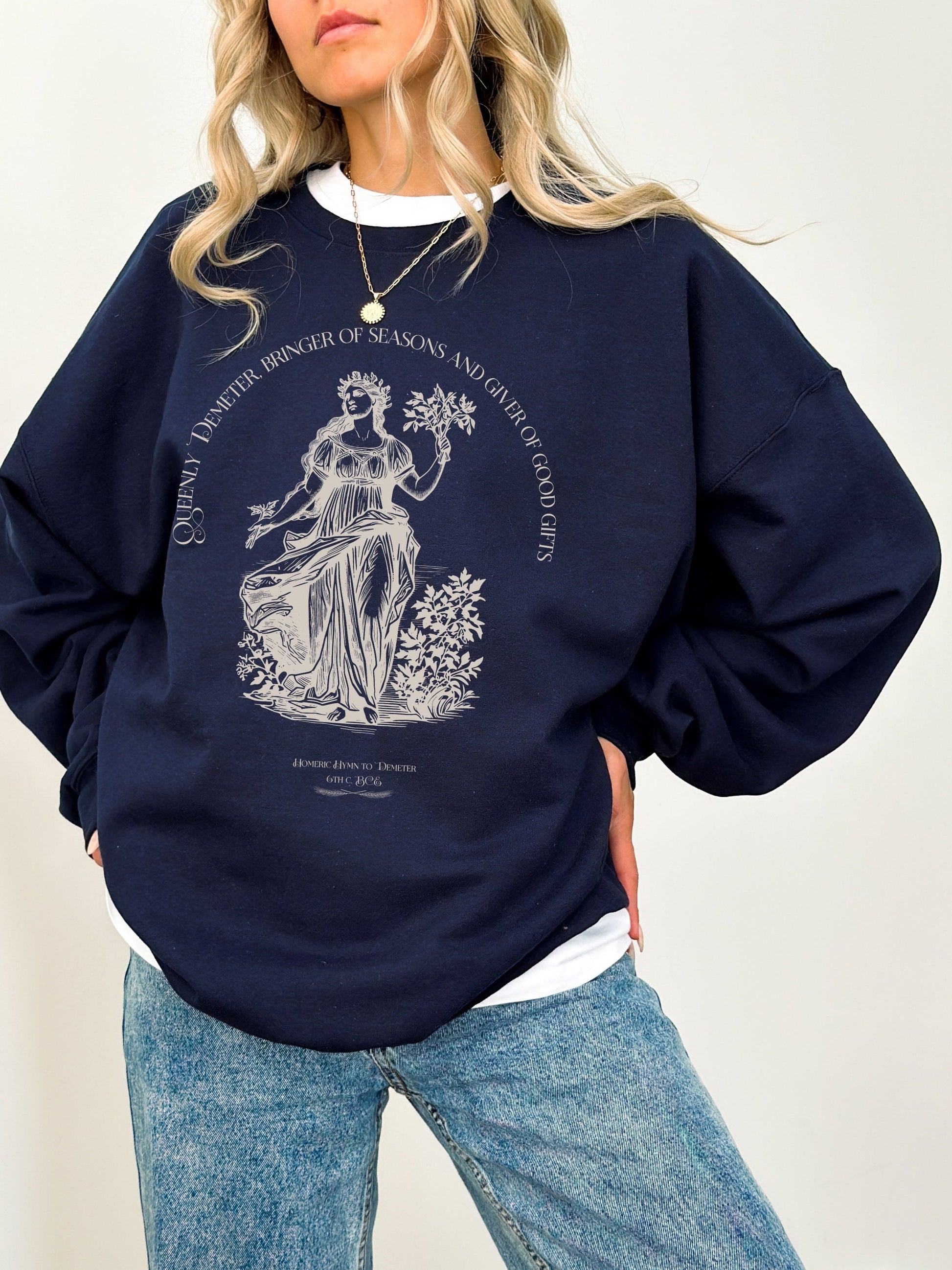 Demeter Autumn Harvest Goddess Poet Sweatshirt * Homer Illiad Greek Mythology * Dark Academia Aesthetic Witchy Wiccan Artsy Goth Aesthetic