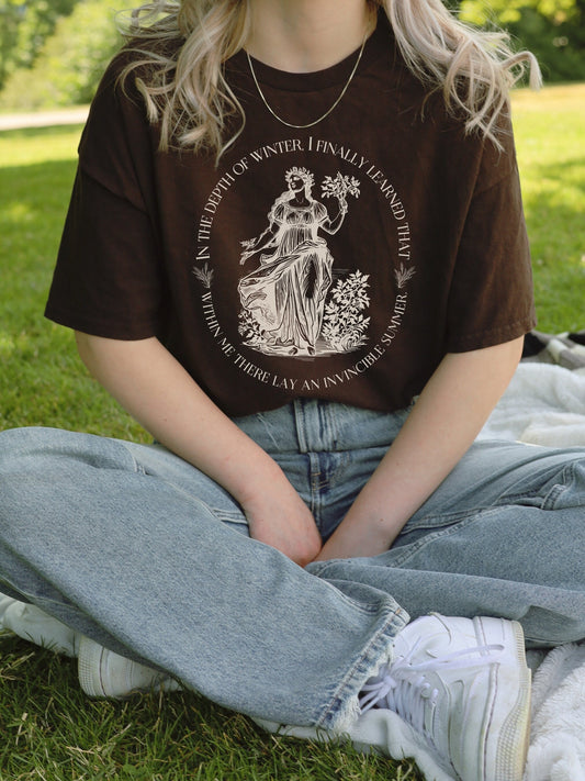 Demeter Harvest Goddess Tshirt * Albert Camus Summer Quote Illiad Greek Mythology Tee Shirt * Dark Academia Aesthetic Witchy Mental Health