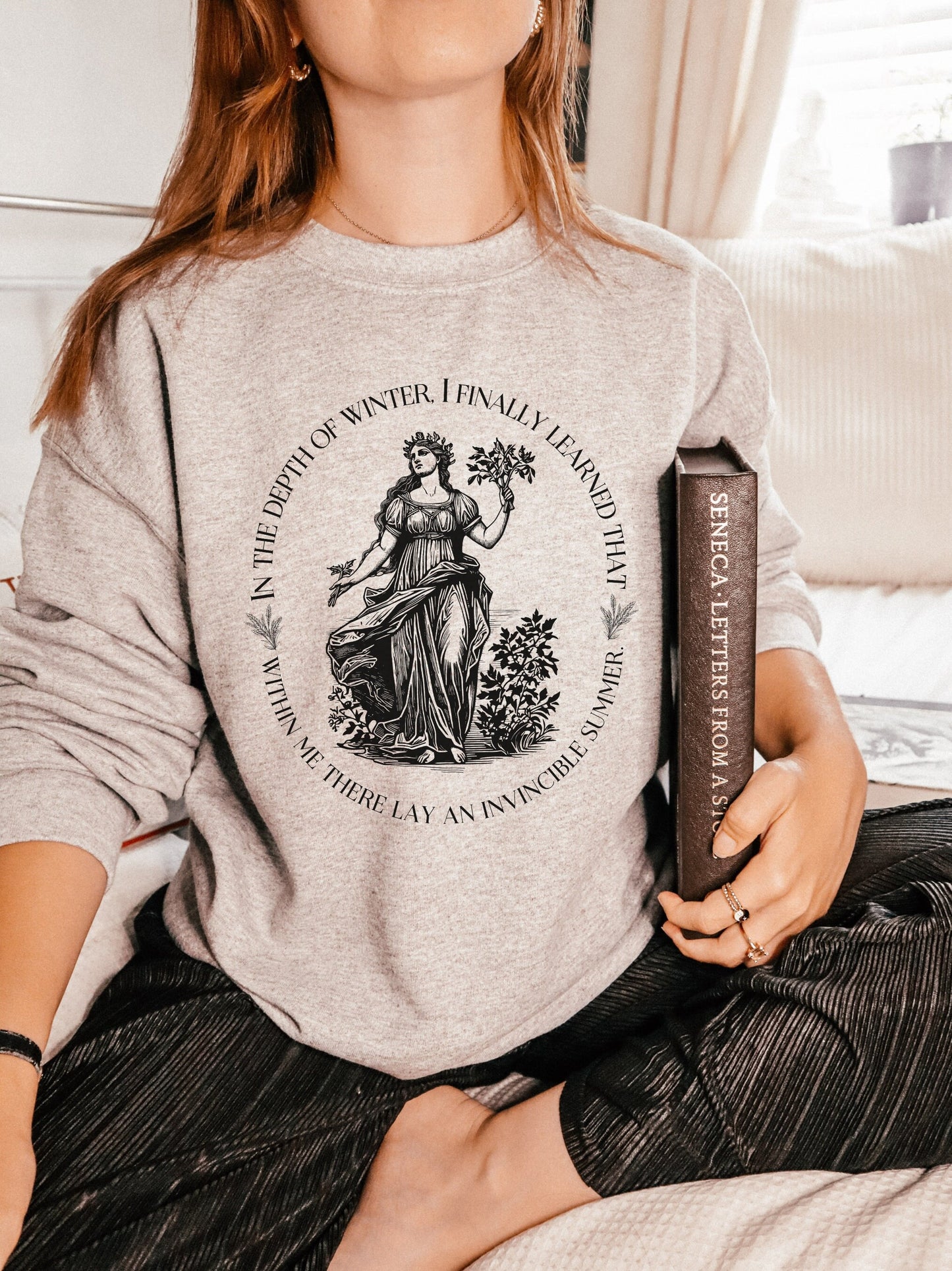 Demeter Harvest Goddess Crewneck Sweatshirt * Albert Camus Summer Quote Illiad Greek Mythology Dark Academia Aesthetic Witchy Mental Health