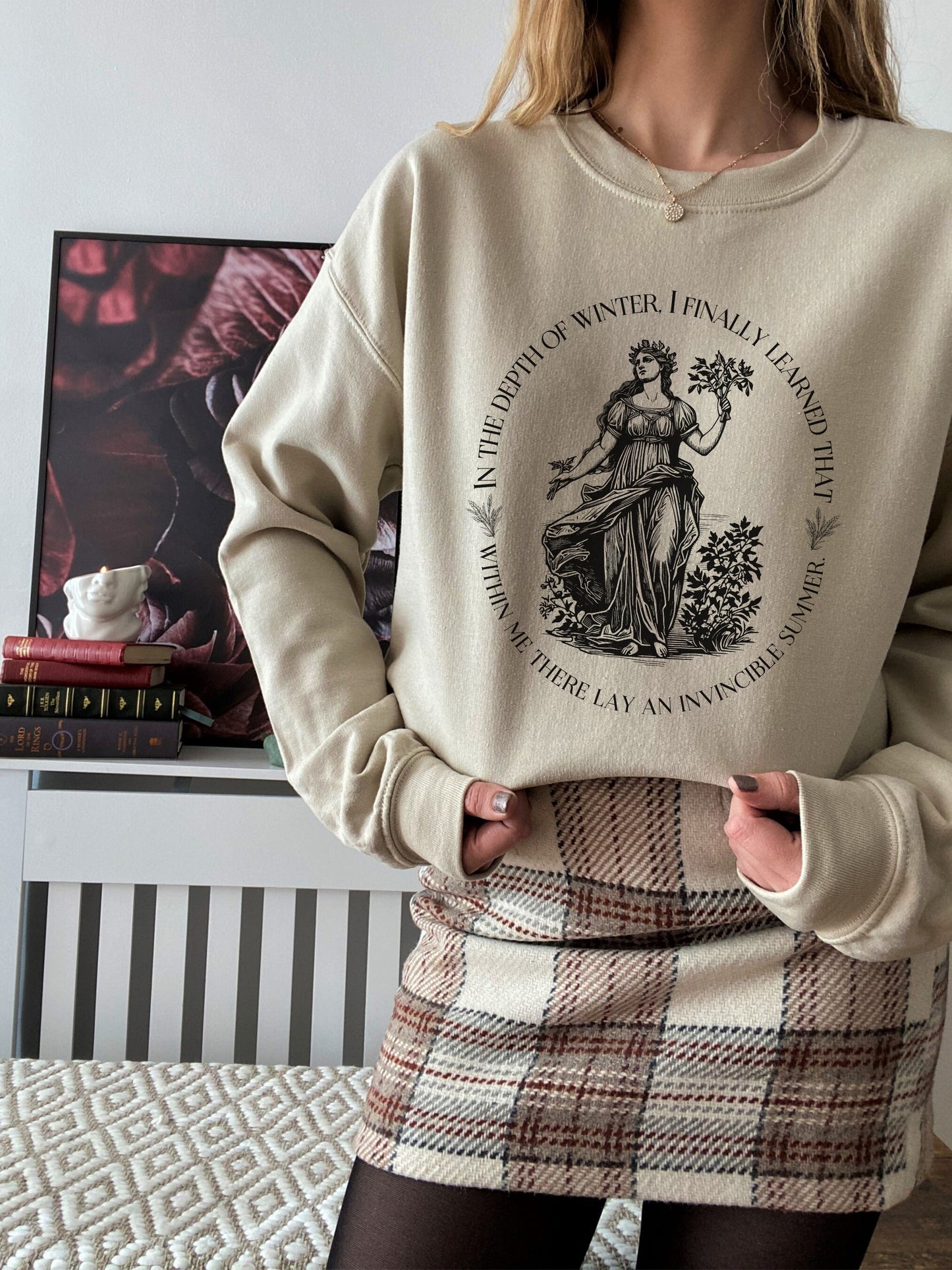 Demeter Harvest Goddess Crewneck Sweatshirt * Albert Camus Summer Quote Illiad Greek Mythology Dark Academia Aesthetic Witchy Mental Health