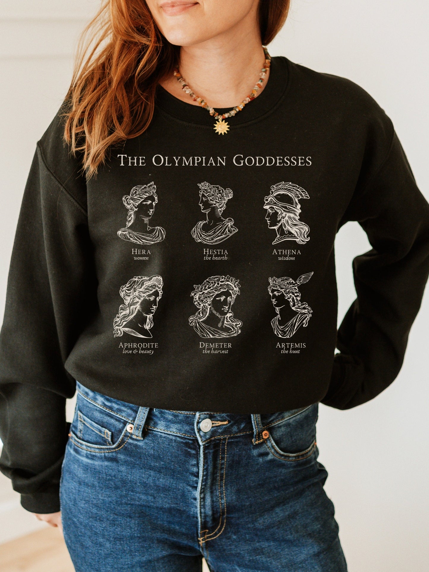 The Goddesses Greek mythology Classic Literature sweatshirt * athena aphrodite demeter artemis * Illiad muses fates * dark light academia