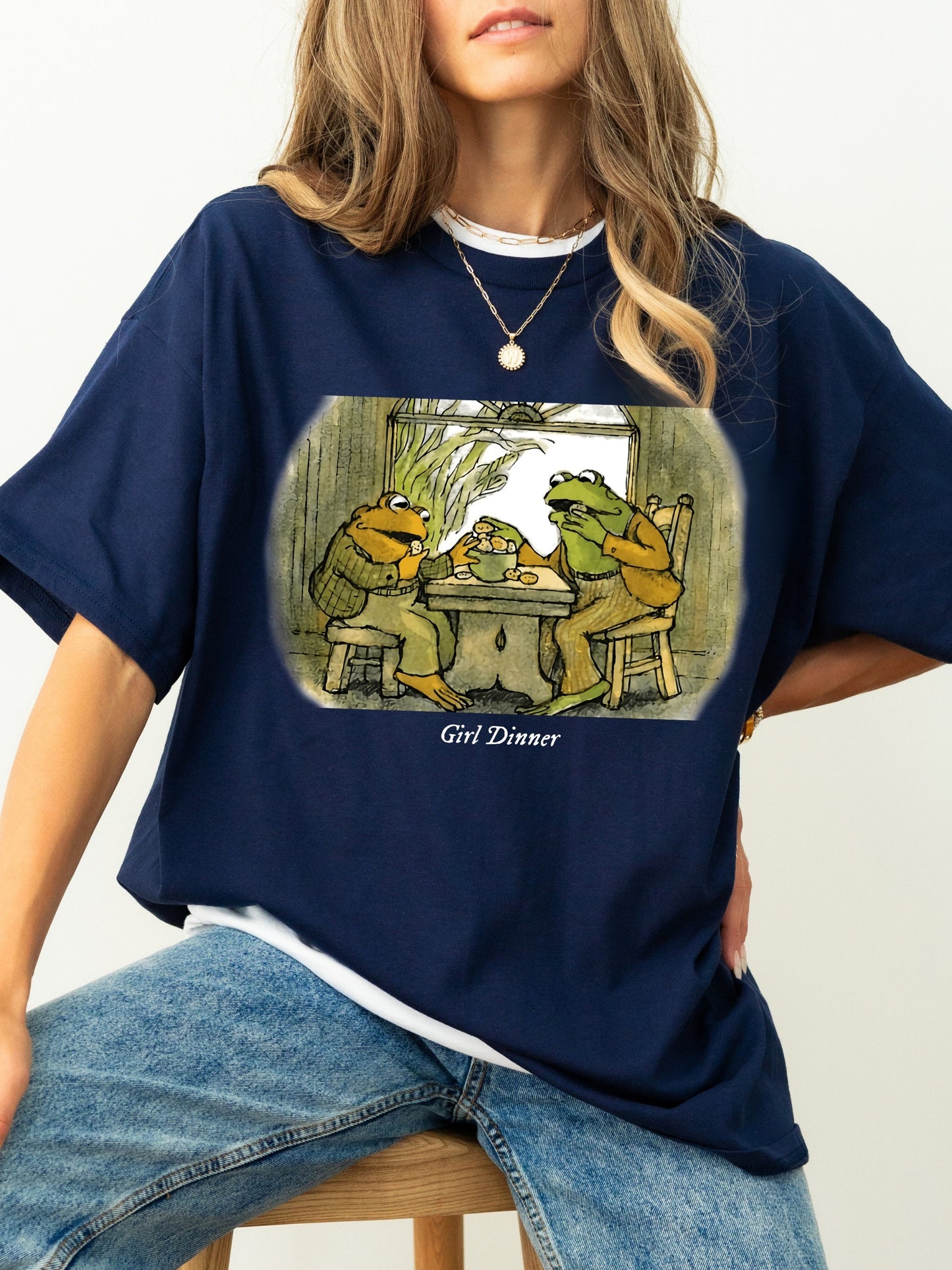 Vintage Frog And Toad Are Friends Girl Dinner Tshirt tee shirt * Classic Book Cover * The Lovers Sat and did Nothing We must stop eating