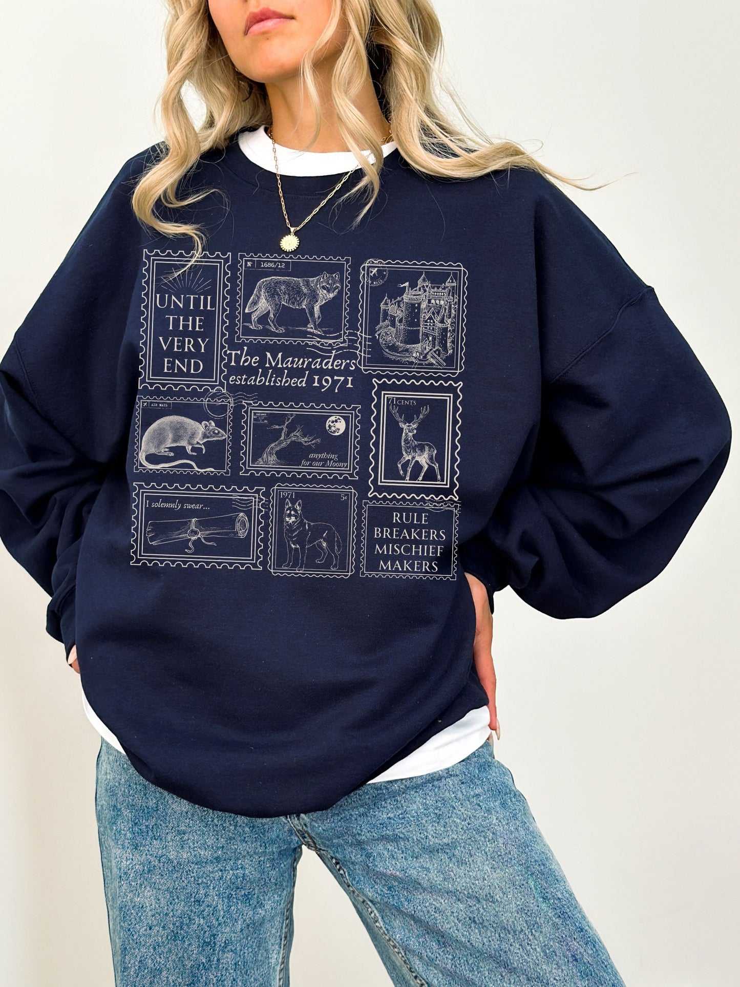 Mauraders Stamp Collection Sweatshirt * Wizard Apparel Postcard James Moony Remus Sirius ATYD * Book Fandom Merch Reader Gift page 394