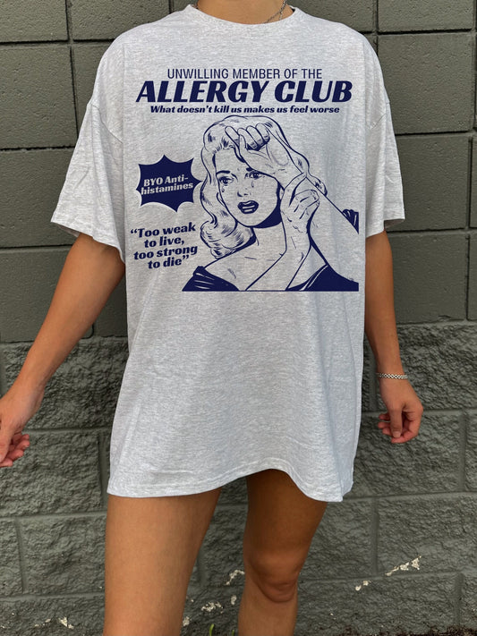 Allergy Club Anti Allergen Antihistamine Allergic Gluten Peanuts Nuts Food Allergies Tshirt * Funny Allergy Awareness Tee Anaphylaxis Epipen