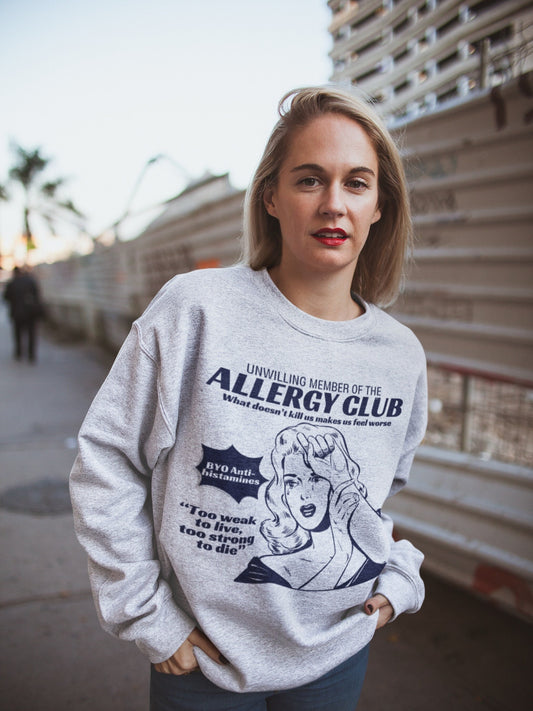 Allergy Club Anti Allergen Antihistamine Allergic Gluten Peanuts Nuts Food Allergies Sweatshirt * Funny Allergy Awareness Anaphylaxis Epipen