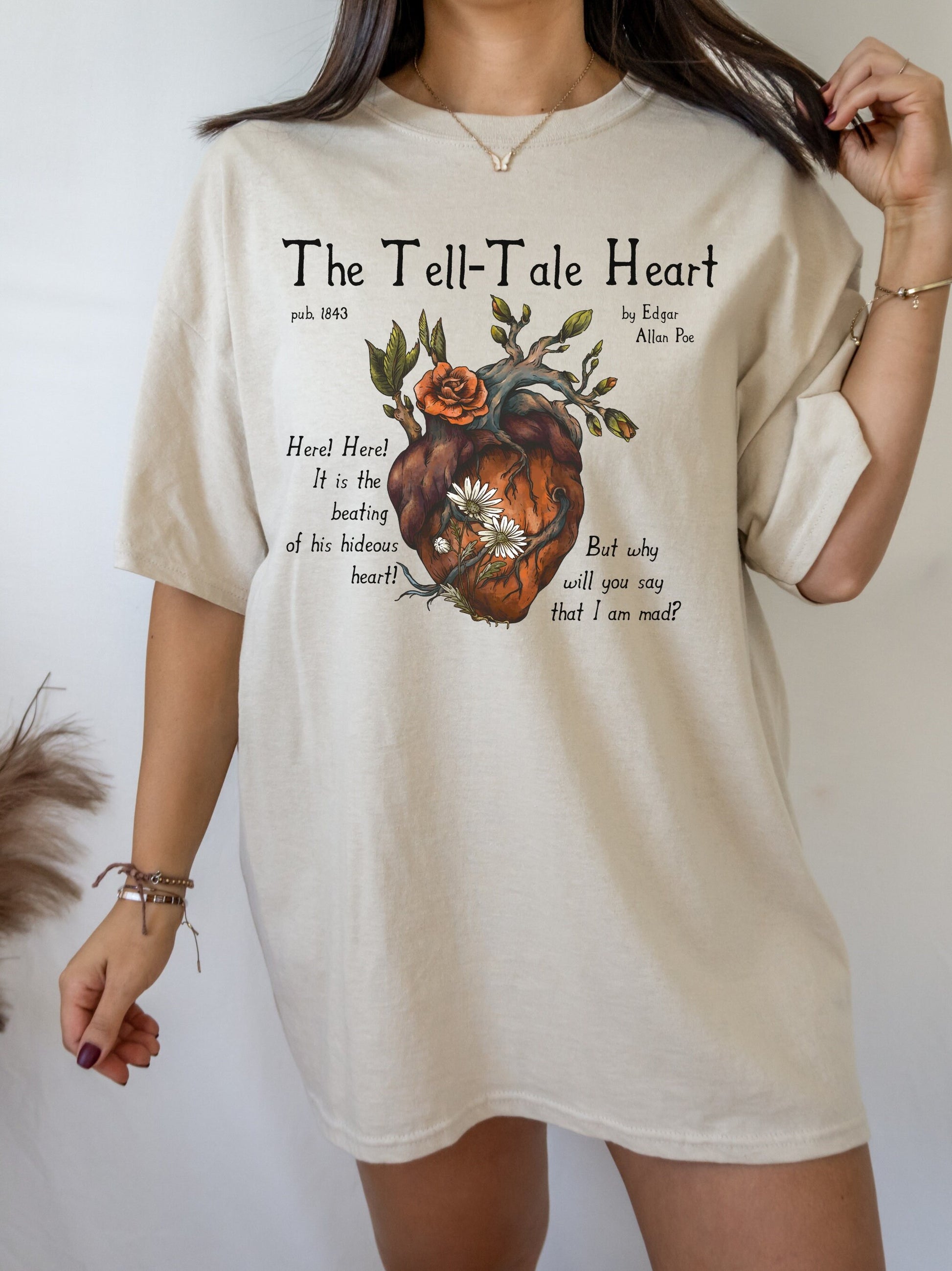 Edgar Allan Poe The Tell-Tale Heart Quote Tee * Dark Academia Goth Witchy Goblincore Shirt * Poet Bookish Gift Ideas * Raven Grunge Tshirt