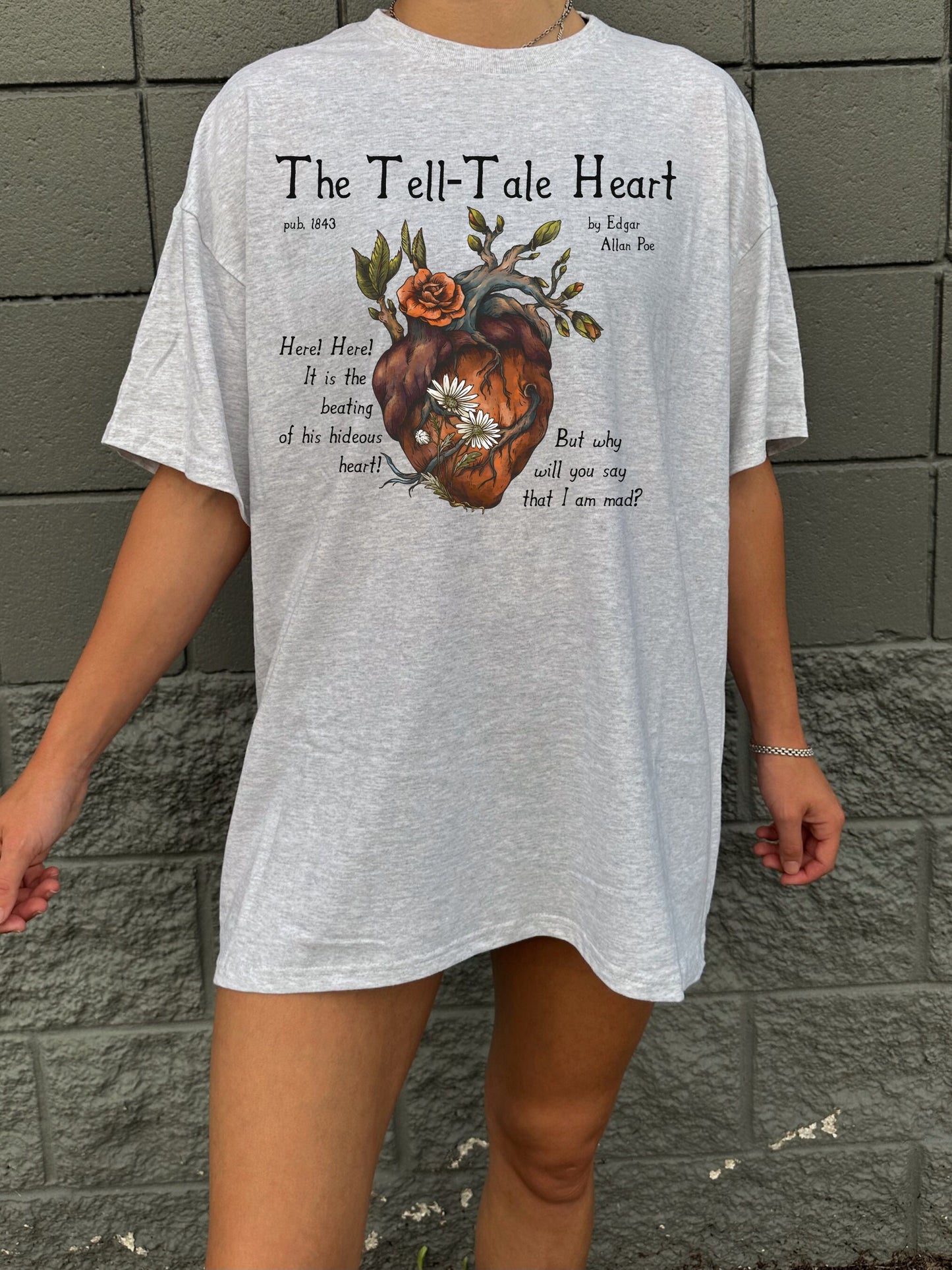 Edgar Allan Poe The Tell-Tale Heart Quote Tee * Dark Academia Goth Witchy Goblincore Shirt * Poet Bookish Gift Ideas * Raven Grunge Tshirt