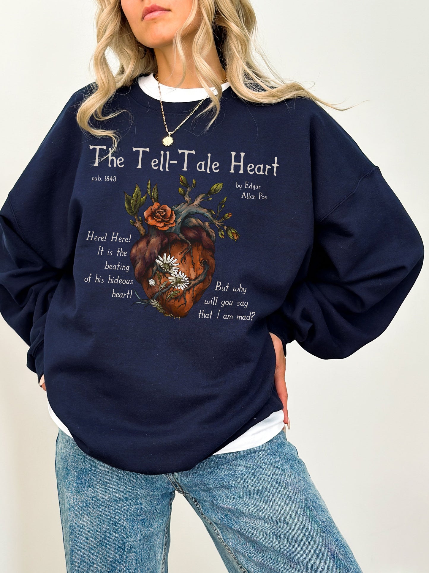 Edgar Allan Poe The Tell-Tale Heart Quote Tee * Dark Academia Goth Witchy Goblincore Shirt * Poet Bookish Gift Ideas * Raven Grunge Tshirt